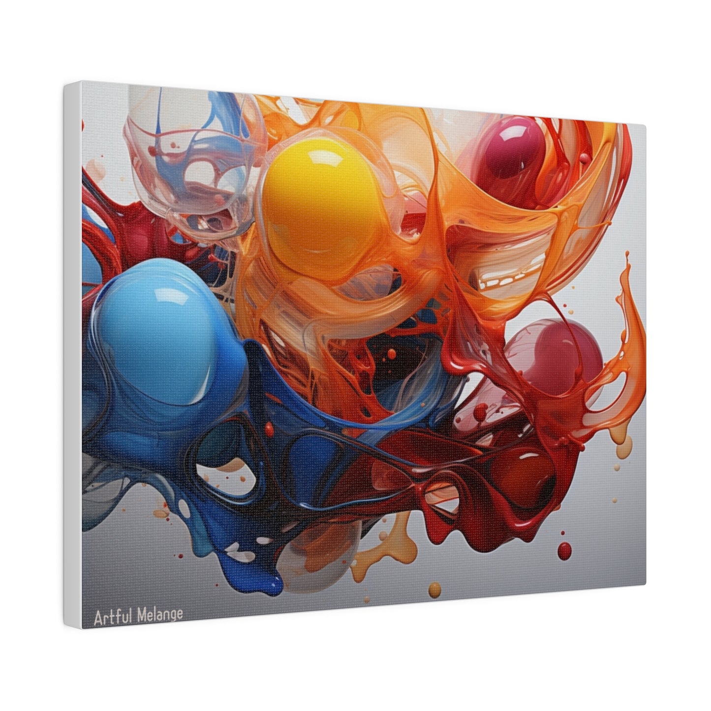 Colorful Balloon-Inspired Matt Canvas Print with Sweeping Acrylic Brush Strokes