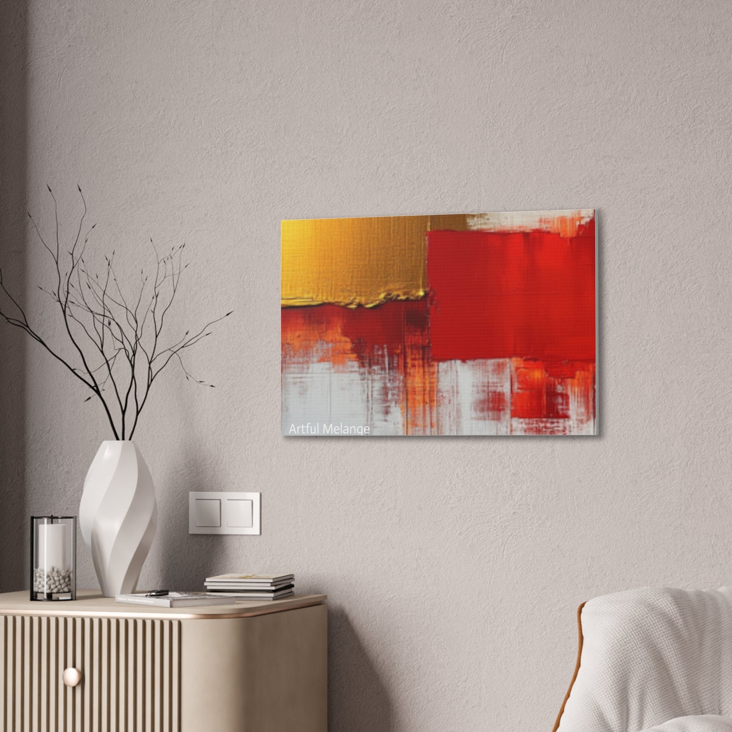 Acrylic Abstract Canvas Print - Homage to the Divine Nine/Red White and Gold 9