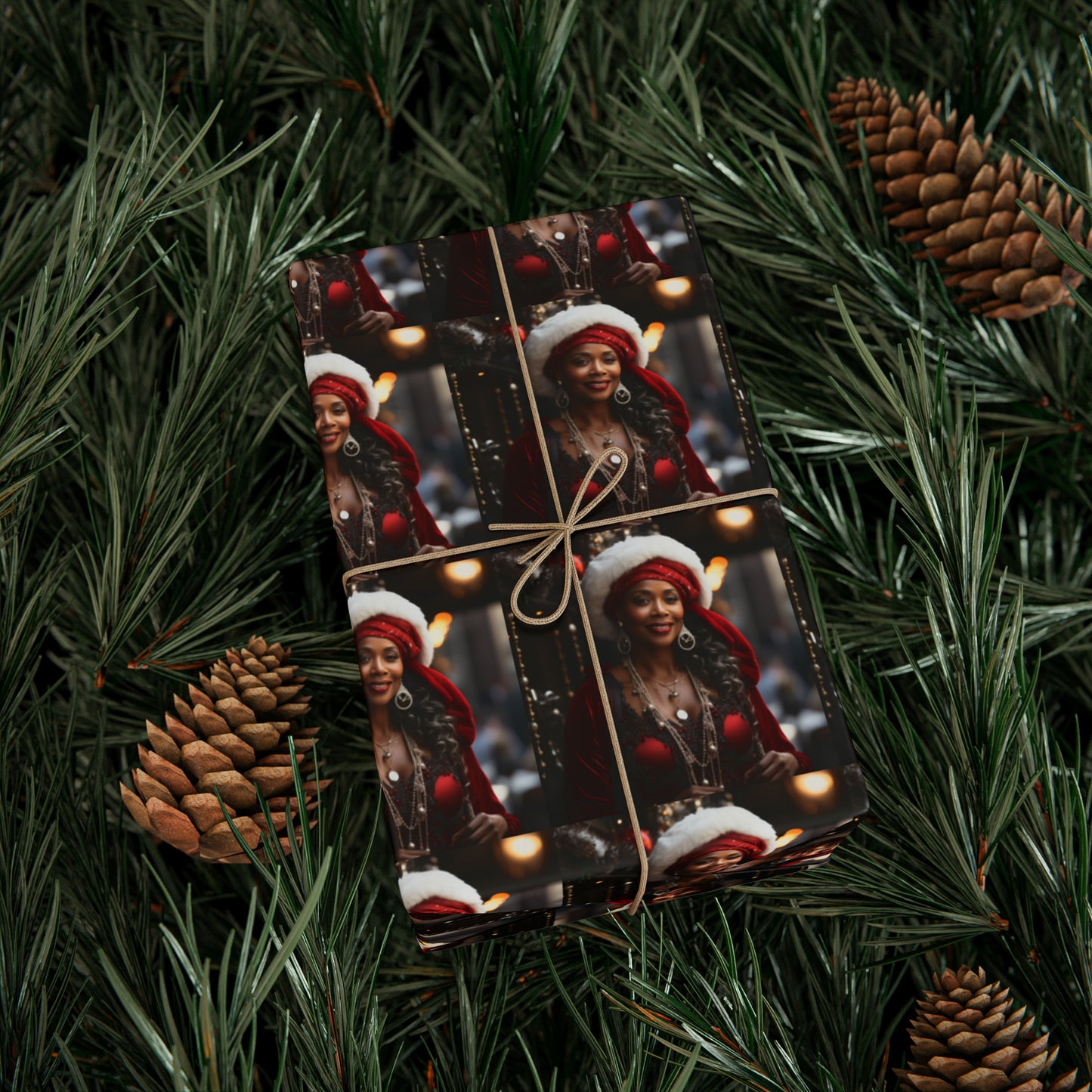 Afro-Centric Queen Claus Holiday Wrapping Paper - Dark & Rich Textured Design