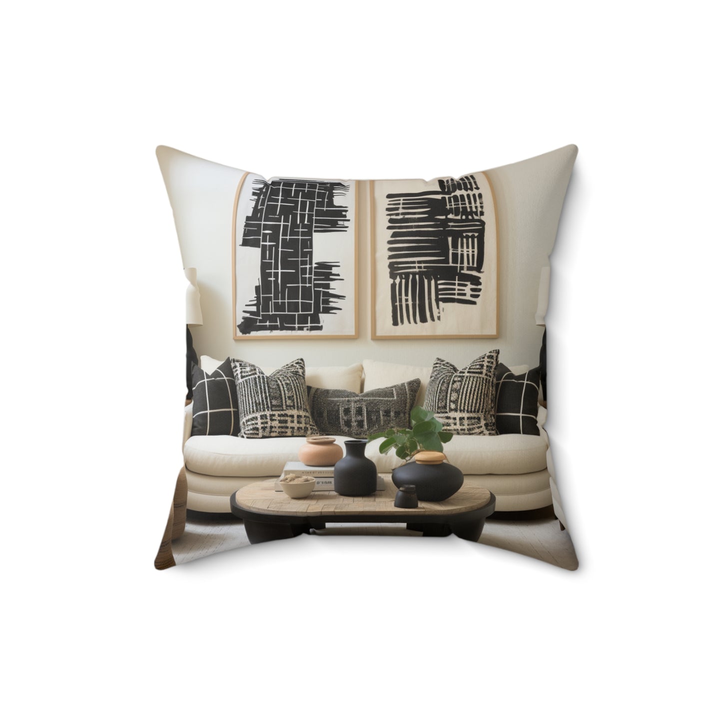 African Mud Cloth Design Square Pillow