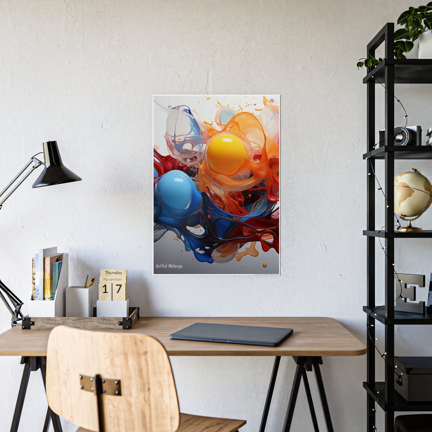 Gleaming   Acrylic Abstract Poster: A Spectrum of Colorful Elegance