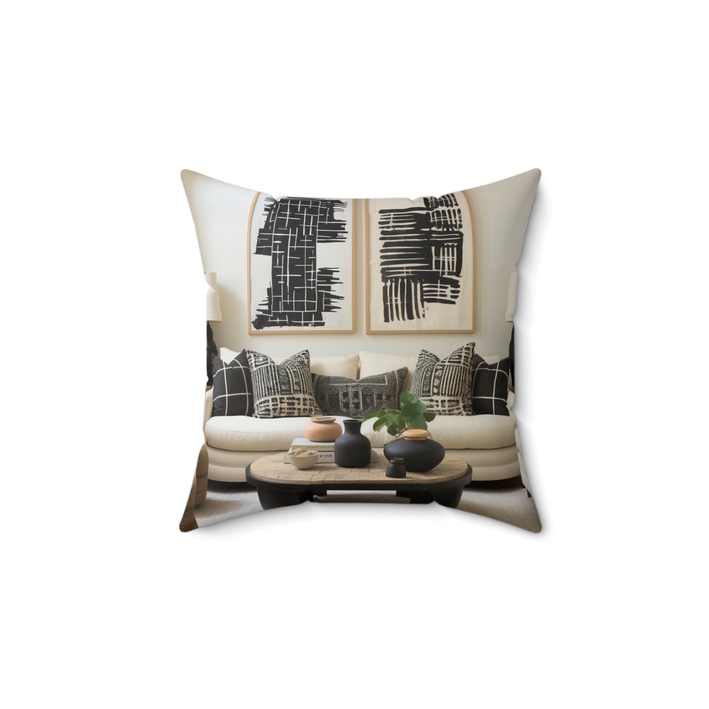 African Mud Cloth Design Square Pillow