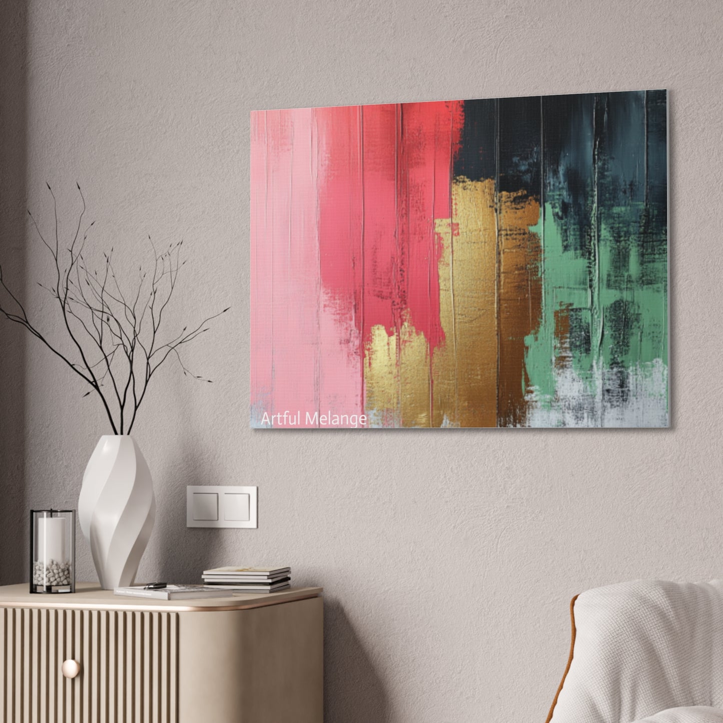 Acrylic Abstract Canvas Print - Homage to the Divine Nine/Pink Green Black and Gold 6