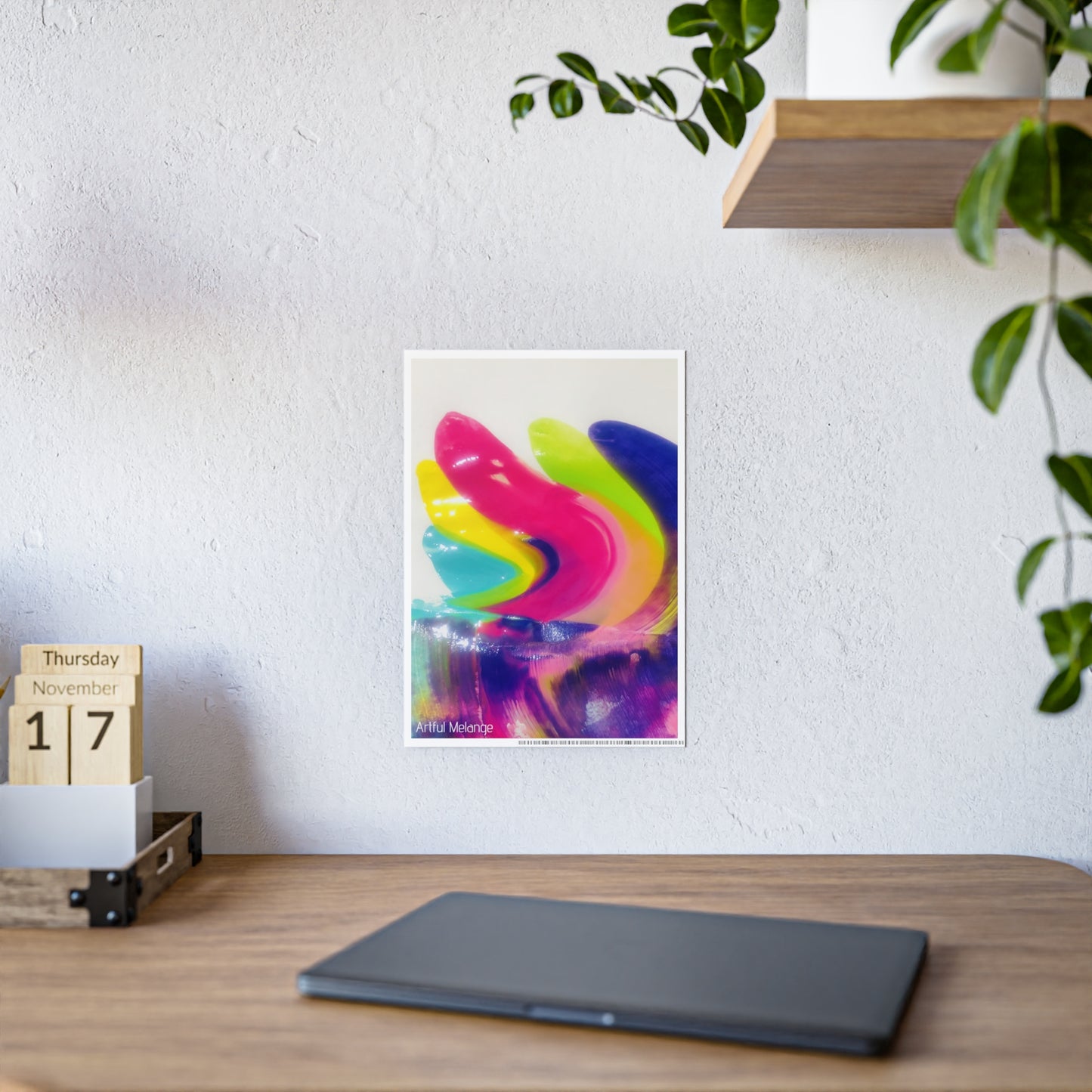 Gleaming Acrylic Abstract Poster: A Spectrum of Colorful Elegance