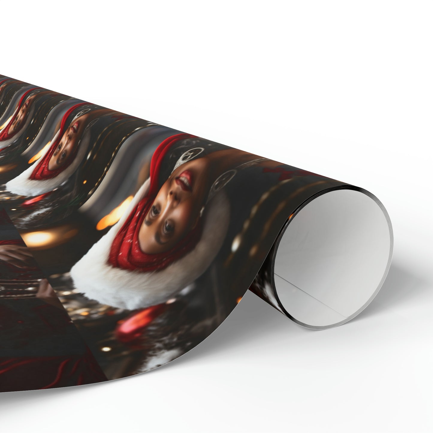 Afro-Centric Queen Claus Holiday Wrapping Paper - Dark & Rich Textured Design