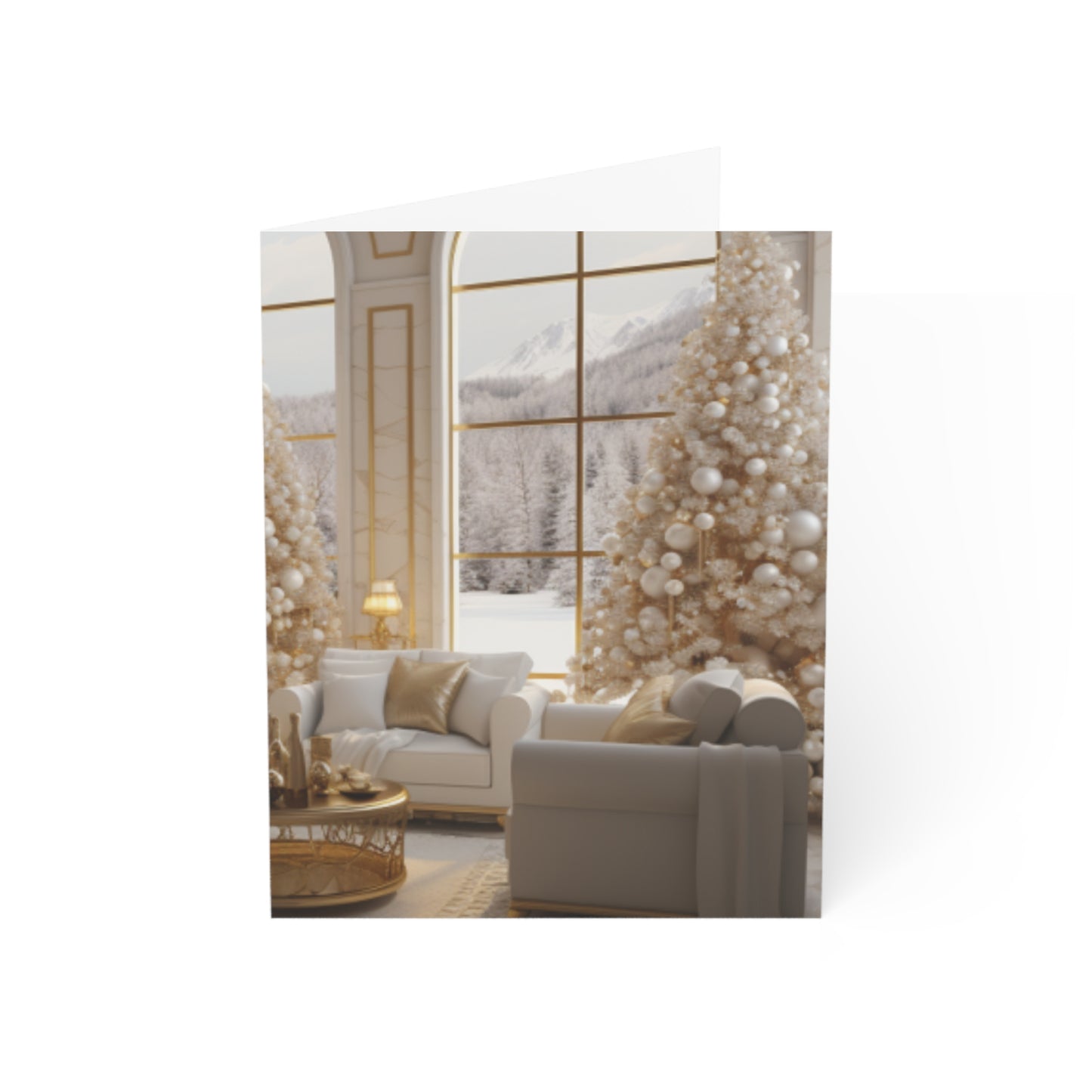 Elegance in Gold & White Christmas Notecards (1, 10, 30, and 50pcs)