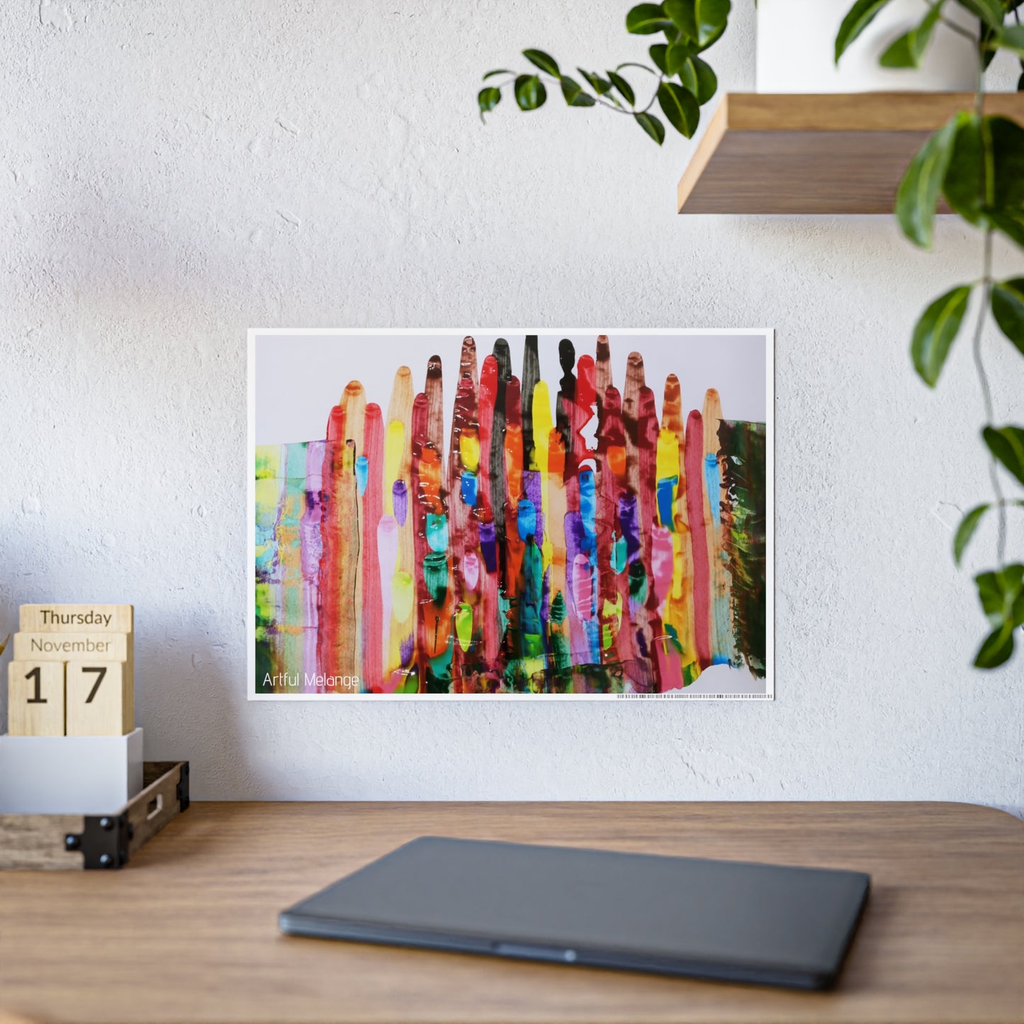 Gleaming Acrylic Abstract Poster: A Spectrum of Colorful Elegance