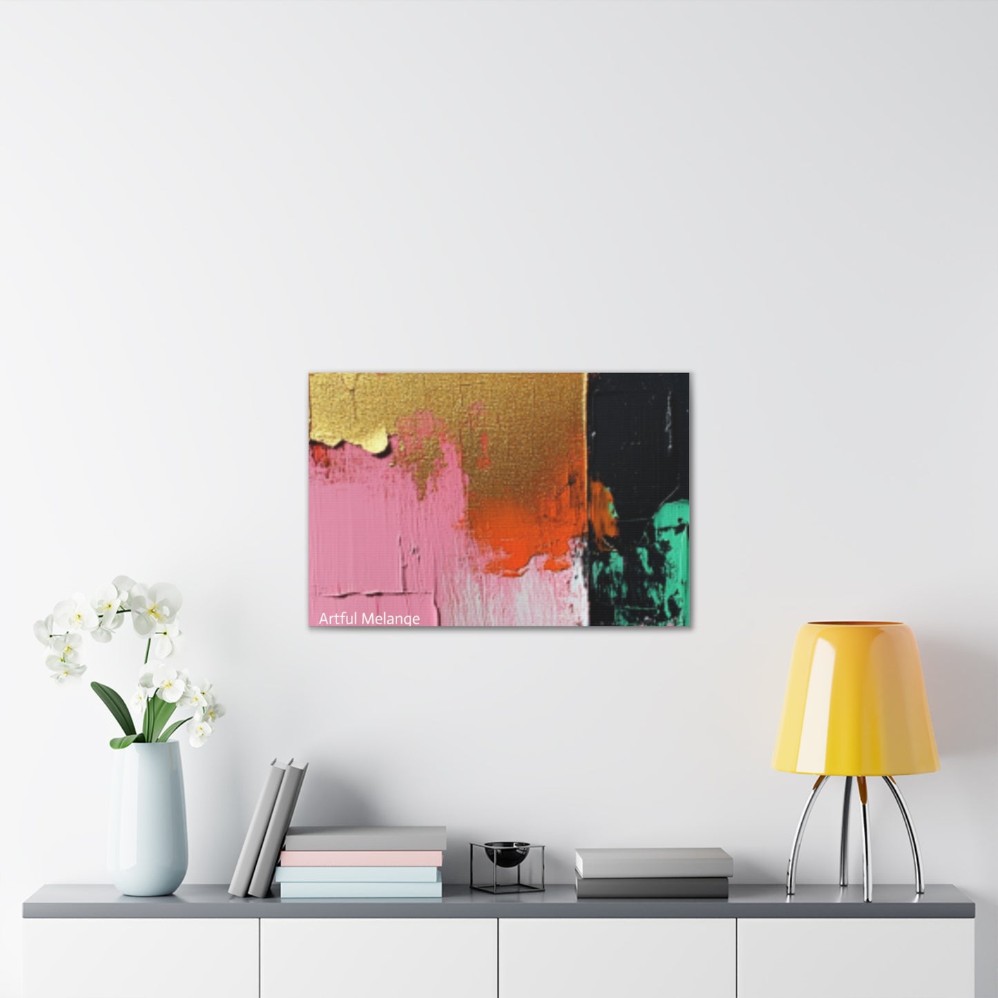 Acrylic Abstract Canvas Print - Homage to the Divine Nine/Pink Green Black and Gold 7