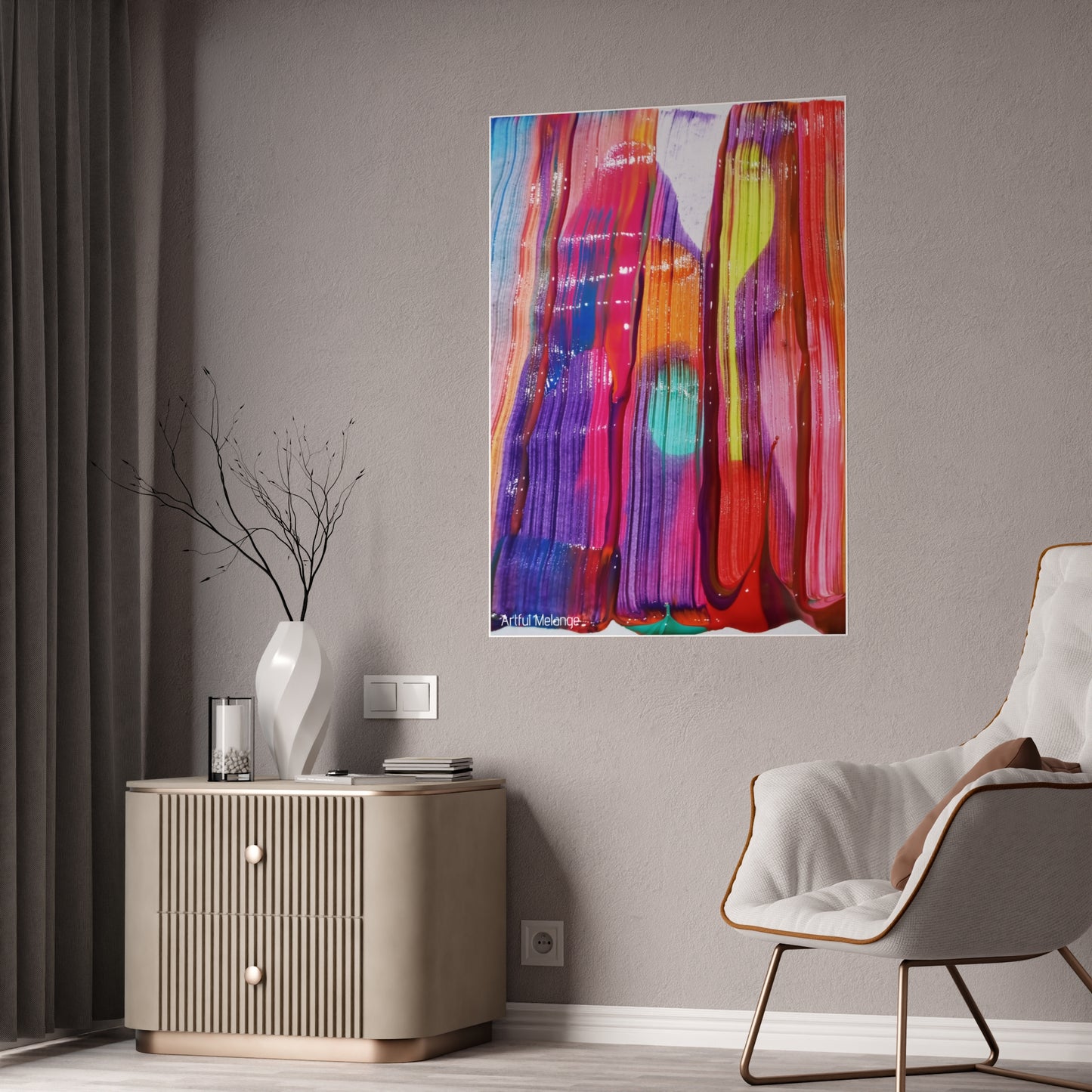 Gleaming Acrylic Abstract Poster: A Spectrum of Colorful Elegance