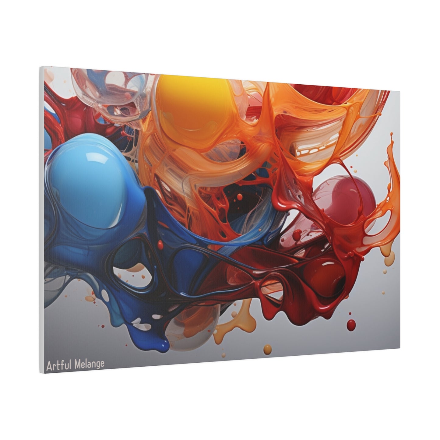 Colorful Balloon-Inspired Matt Canvas Print with Sweeping Acrylic Brush Strokes