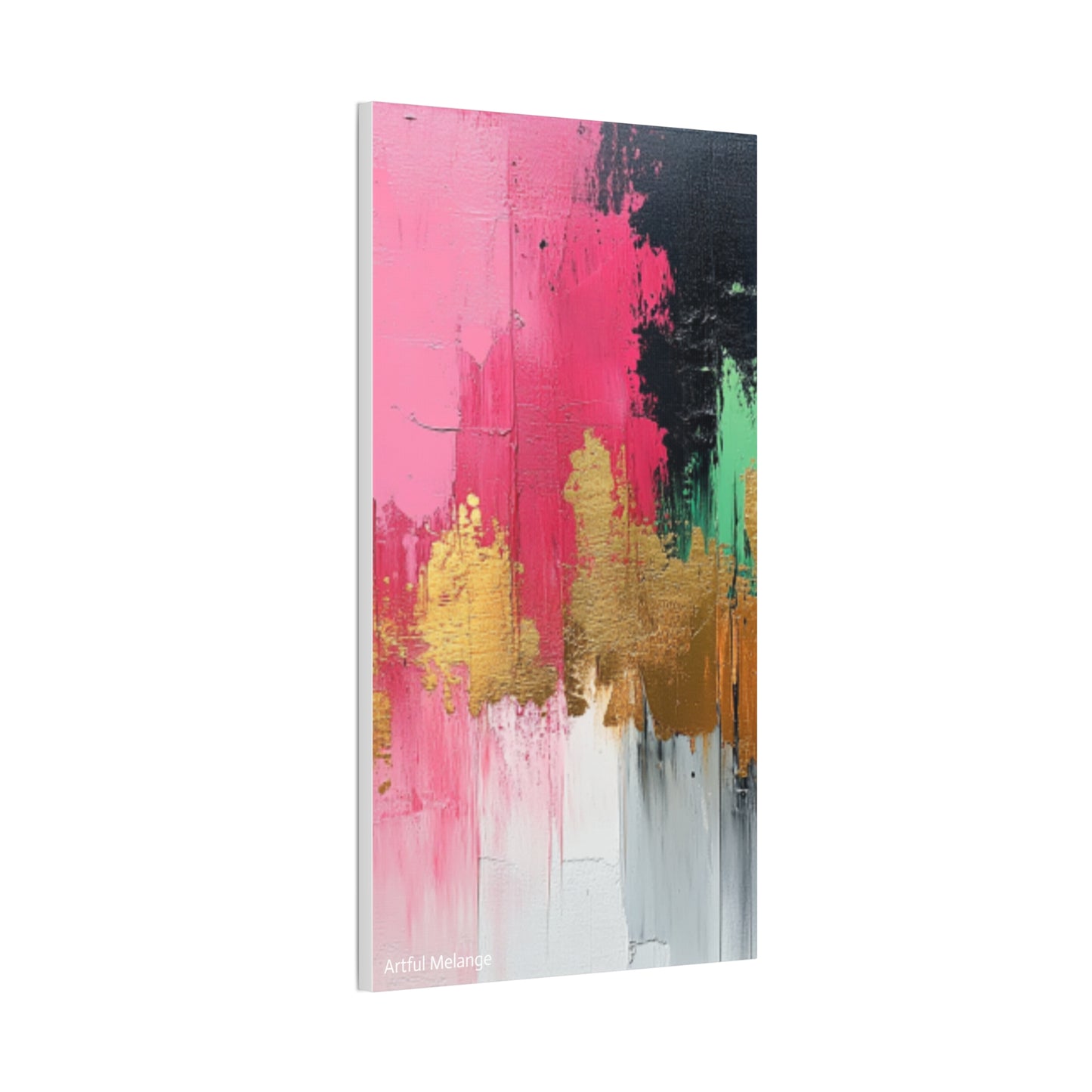 Acrylic Abstract Canvas Print - Homage To The Divine Nine/Pink Green Black and Gold 8