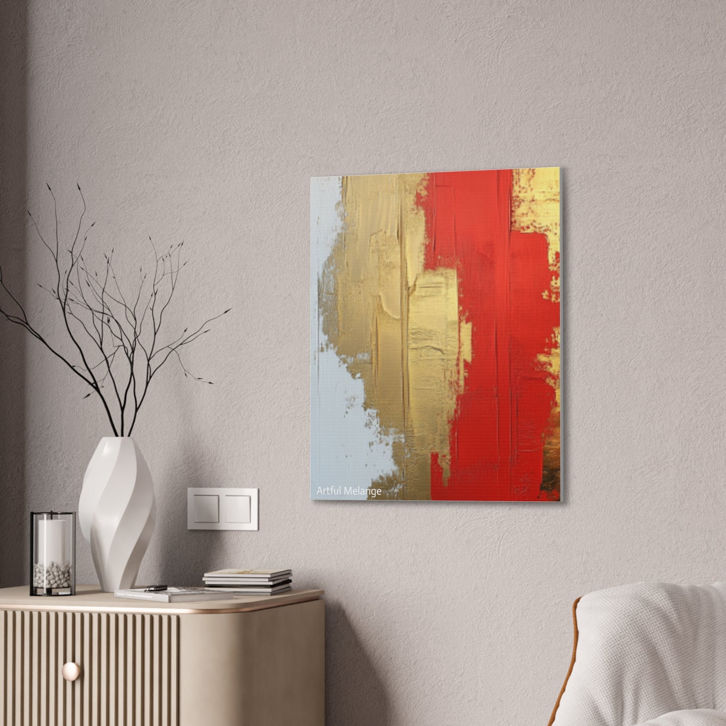 Acrylic Abstract Canvas Print - Homage to the Divine Nine/Red White and Gold 2