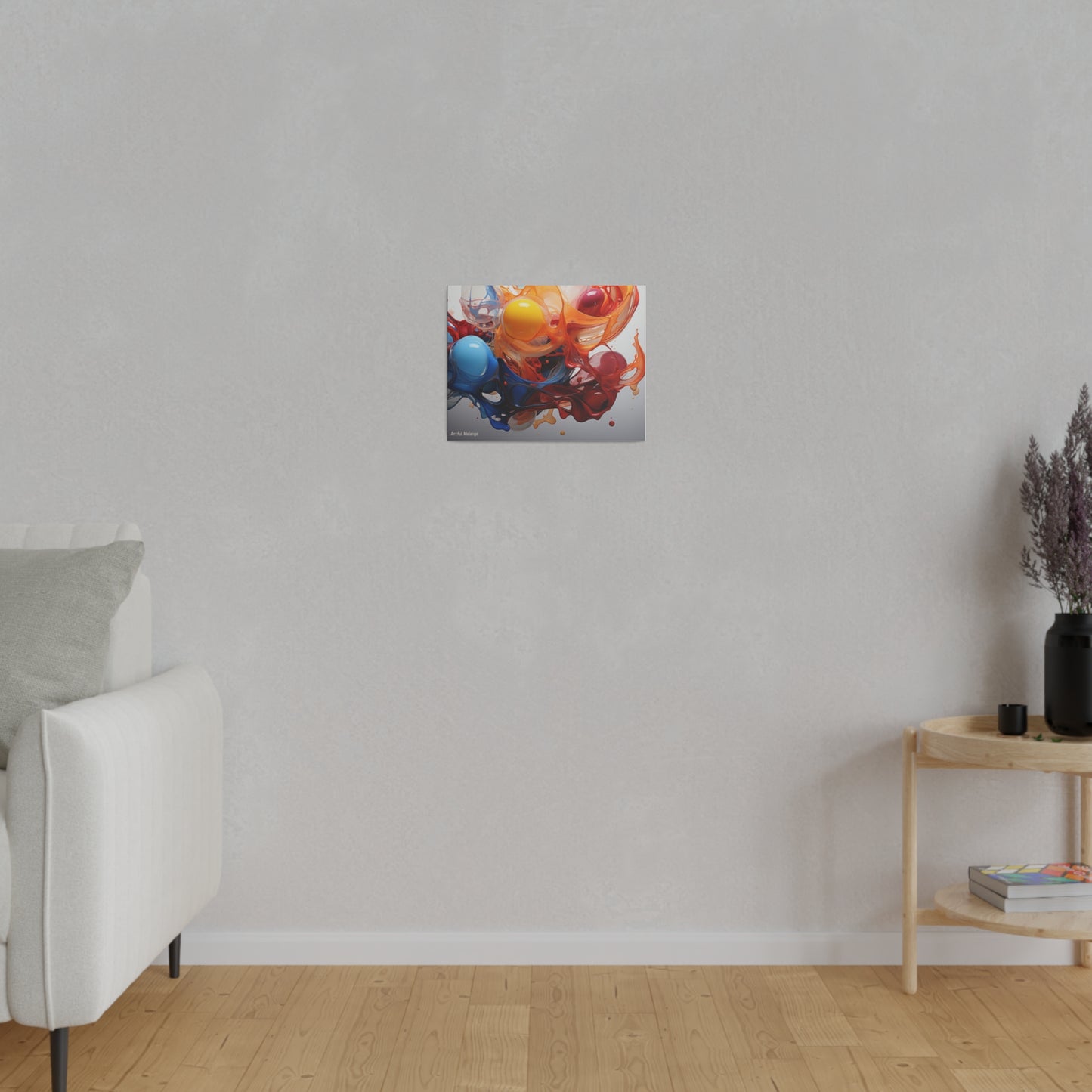 Colorful Balloon-Inspired Matt Canvas Print with Sweeping Acrylic Brush Strokes