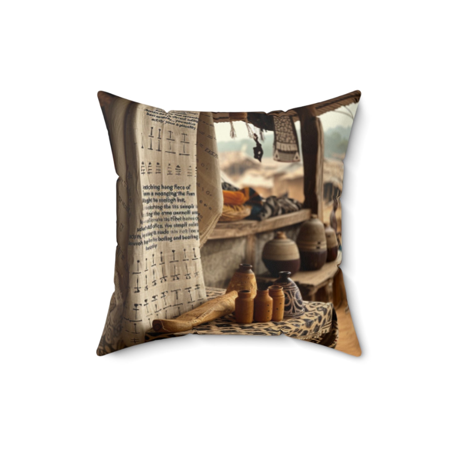 African Mud Cloth Design Square Pillow