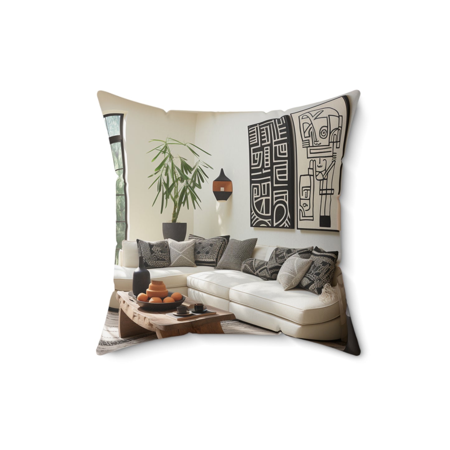 African Mud Cloth Design Square Pillow