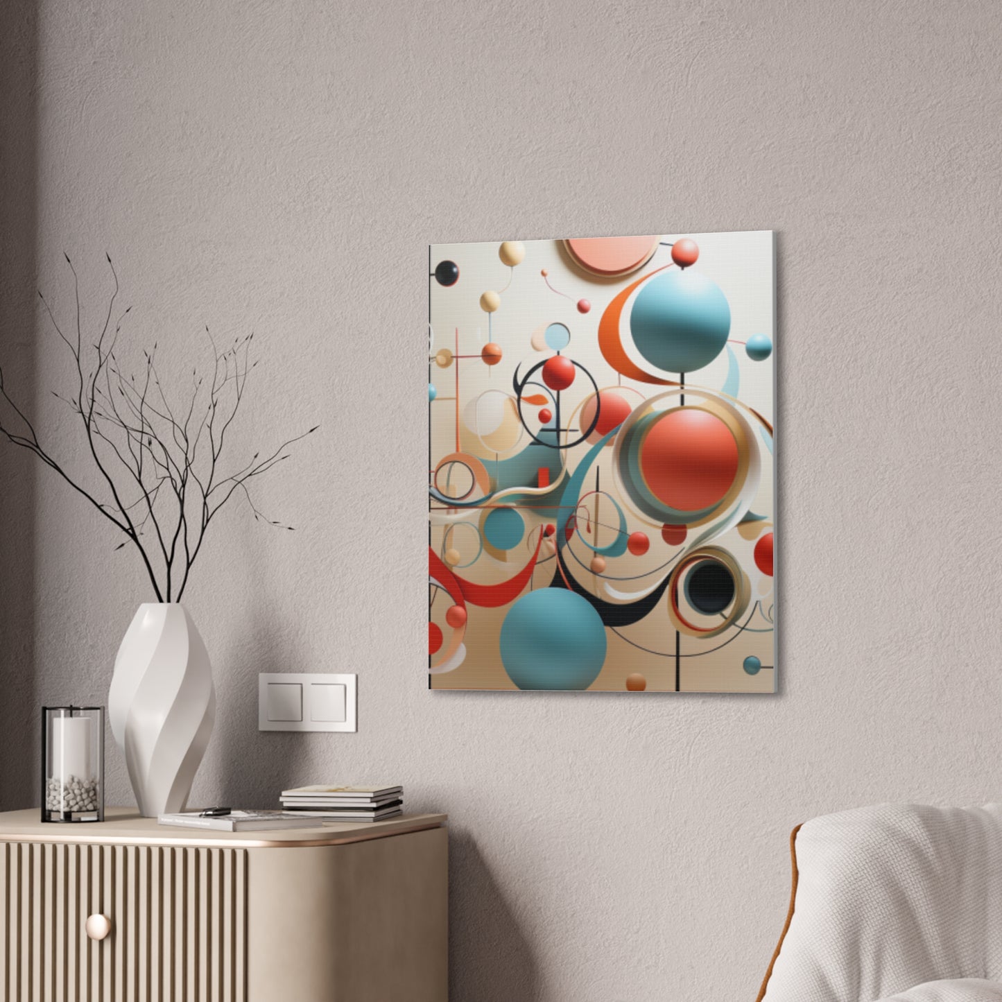 Harmony in Cyan and Peach- Graphic Print