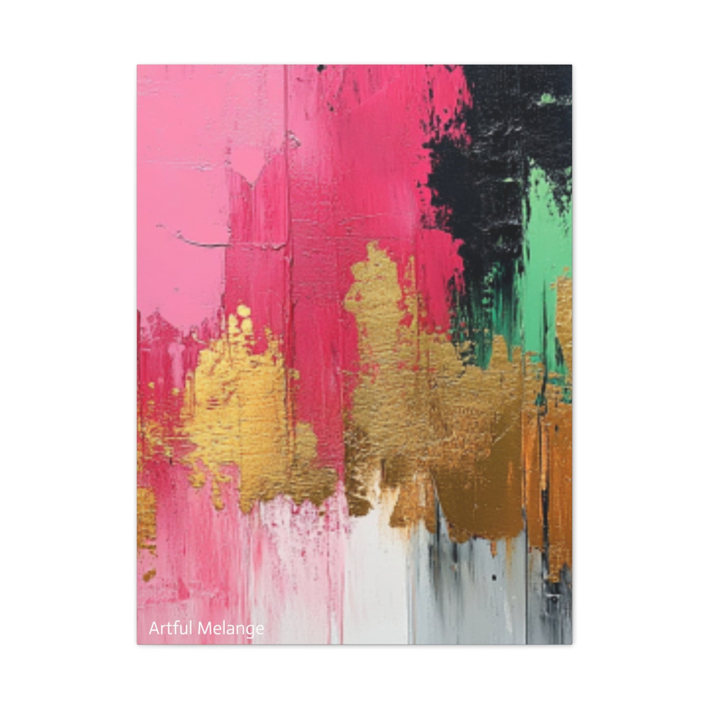 Acrylic Abstract Canvas Print - Homage To The Divine Nine/Pink Green Black and Gold 8