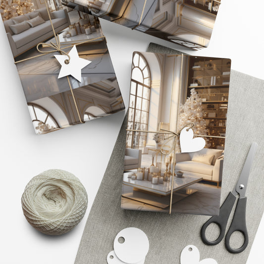 Elegant Gold and White Holiday Wrapping Paper Collection – Elevate Your Gifts with Sophisticated Style