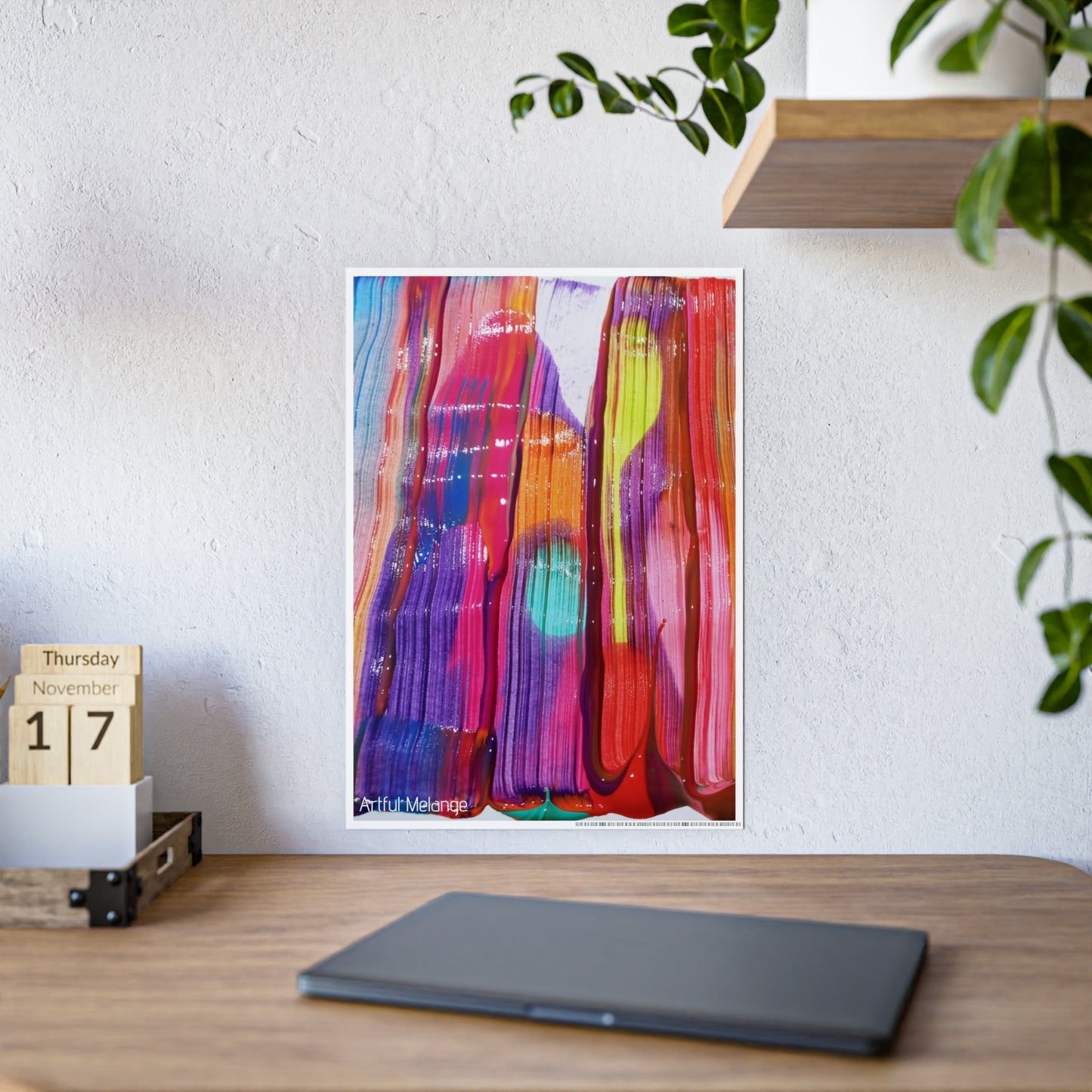 Gleaming Acrylic Abstract Poster: A Spectrum of Colorful Elegance