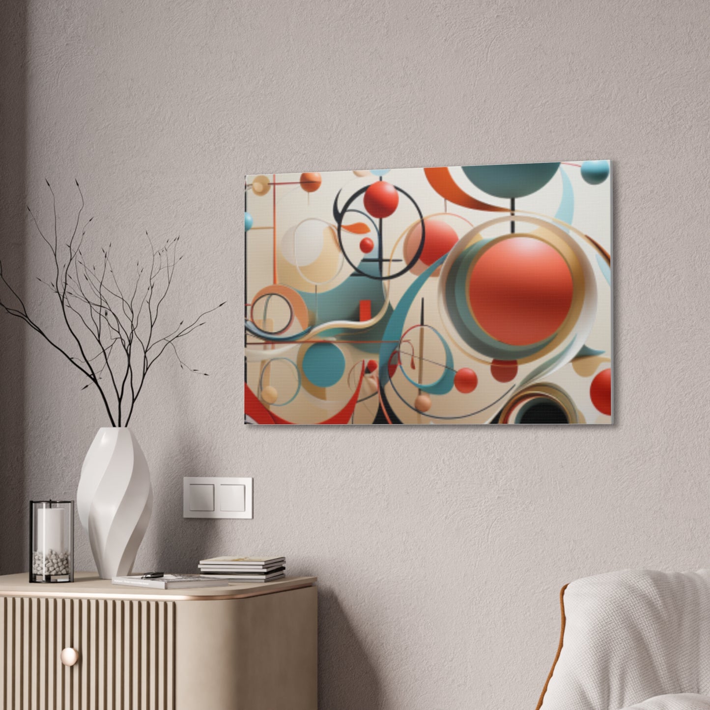 Harmony in Cyan and Peach- Graphic Print