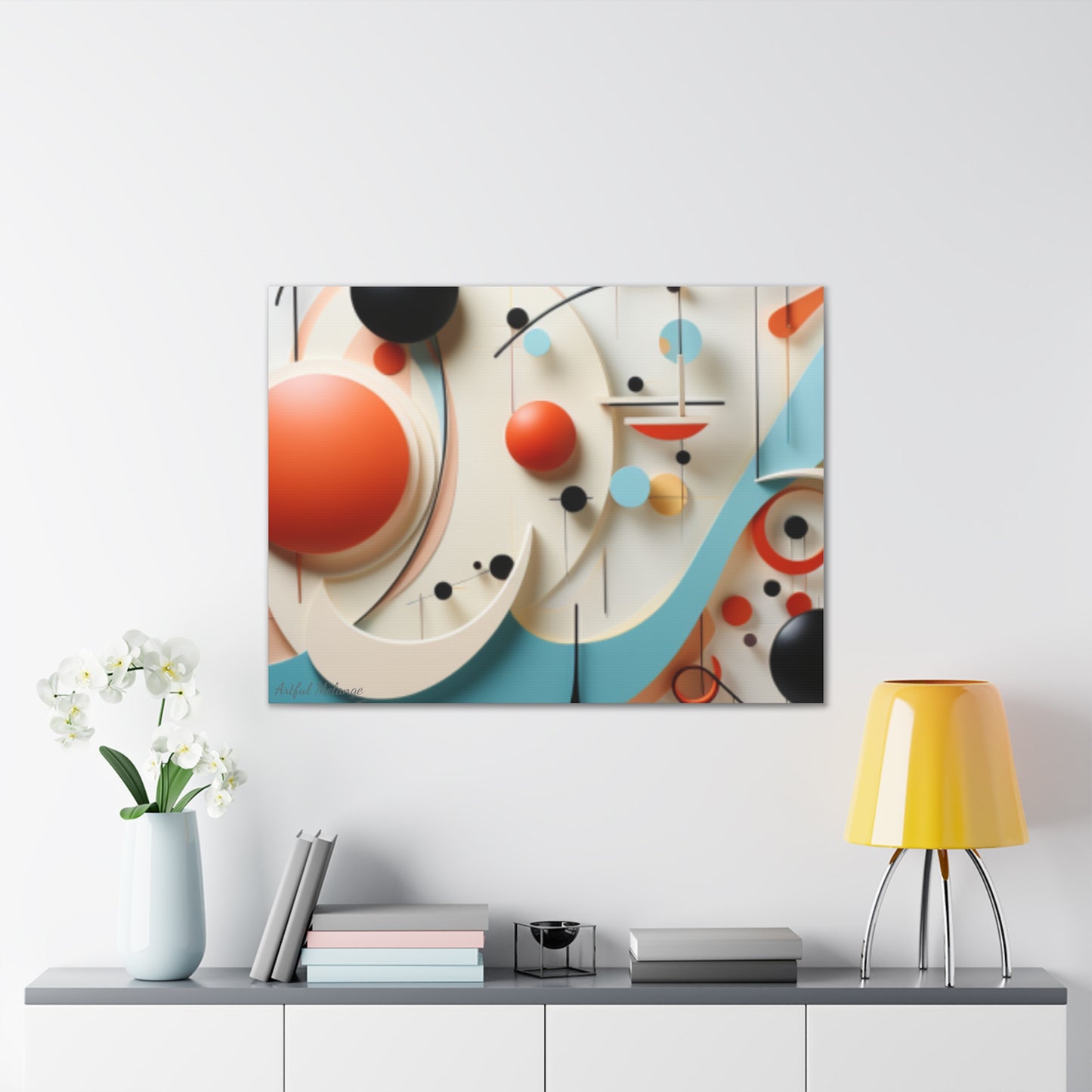 Harmony in Cyan and Peach- Graphic Print