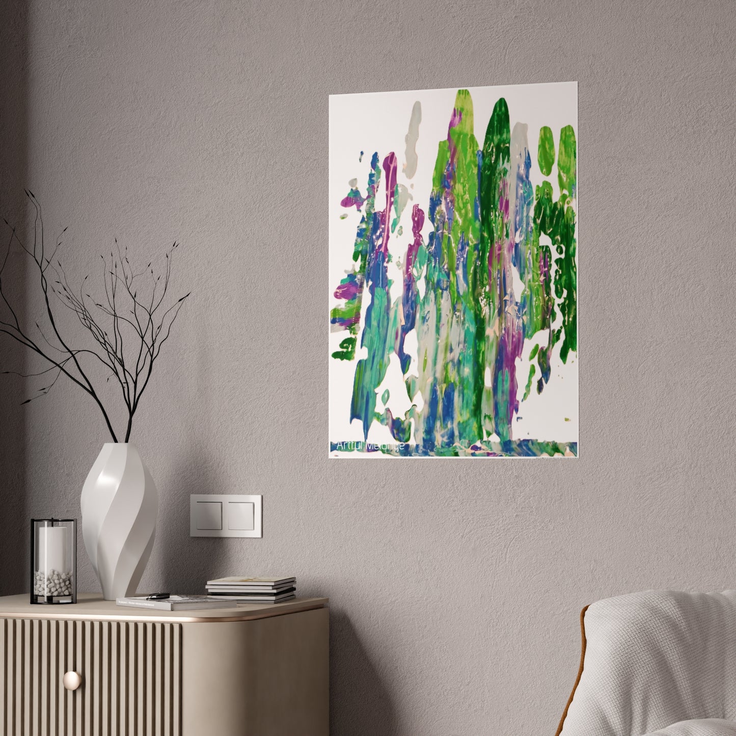 Gleaming Acrylic Abstract Poster: A Spectrum of Colorful Elegance