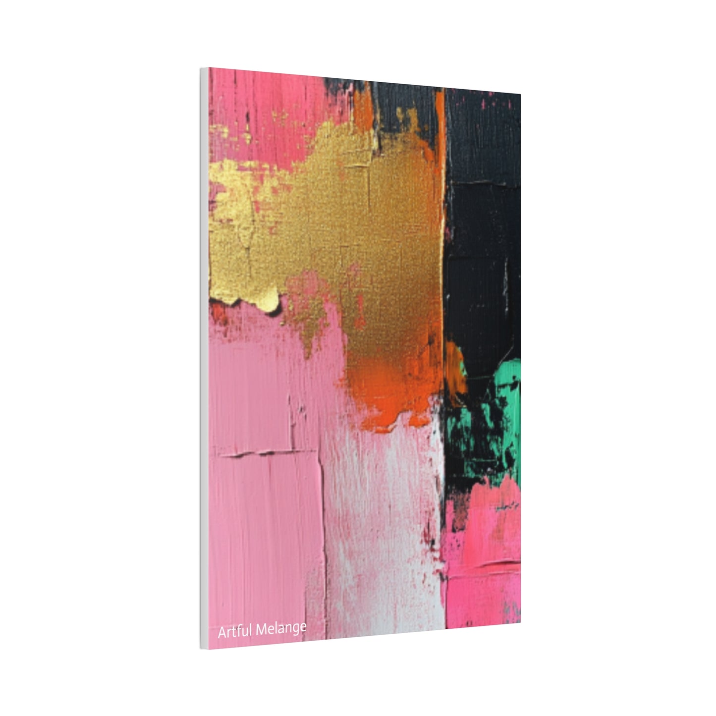 Acrylic Abstract Canvas Print - Homage to the Divine Nine/Pink Green Black and Gold 7