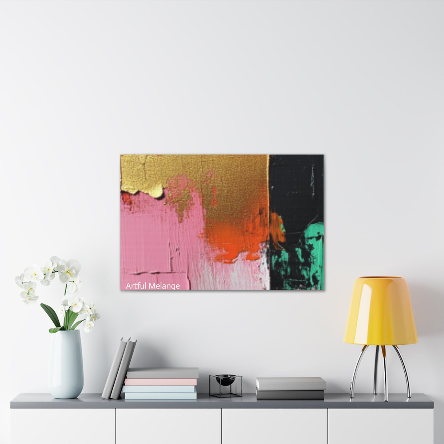 Acrylic Abstract Canvas Print - Homage to the Divine Nine/Pink Green Black and Gold 7