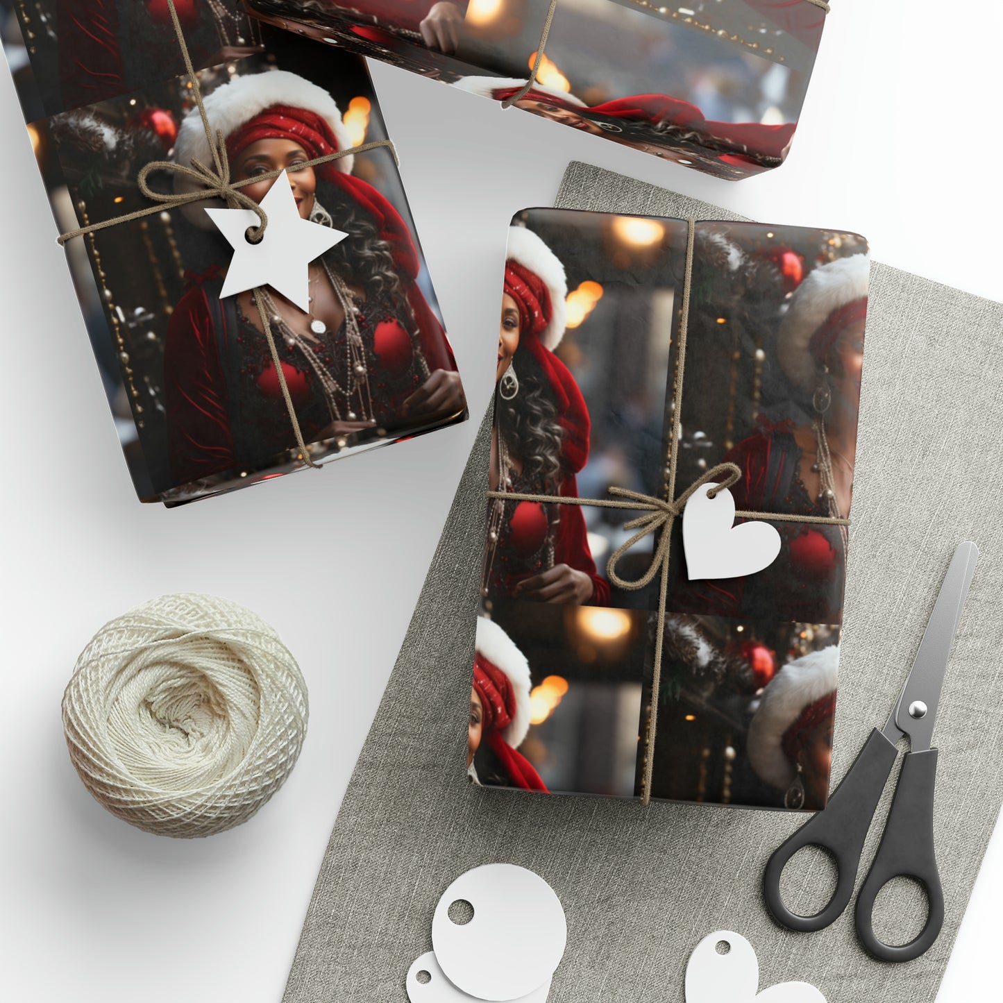 Afro-Centric Queen Claus Holiday Wrapping Paper - Dark & Rich Textured Design