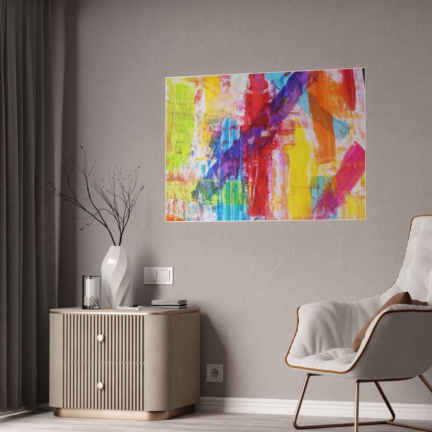 Gleaming Acrylic Abstract Poster: A Spectrum of Colorful Elegance