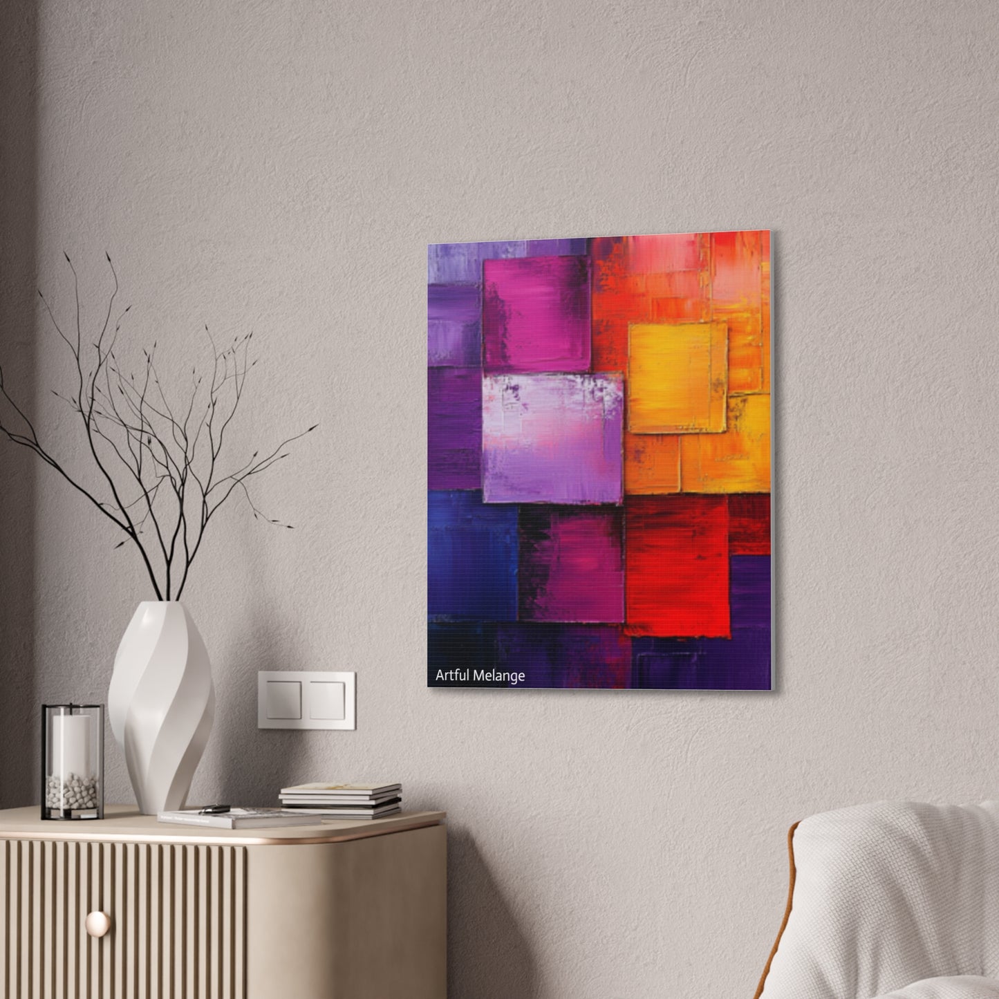 Acrylic Abstract Canvas Print - Homage to the Divine Nine/Red White Purple and Gold 8