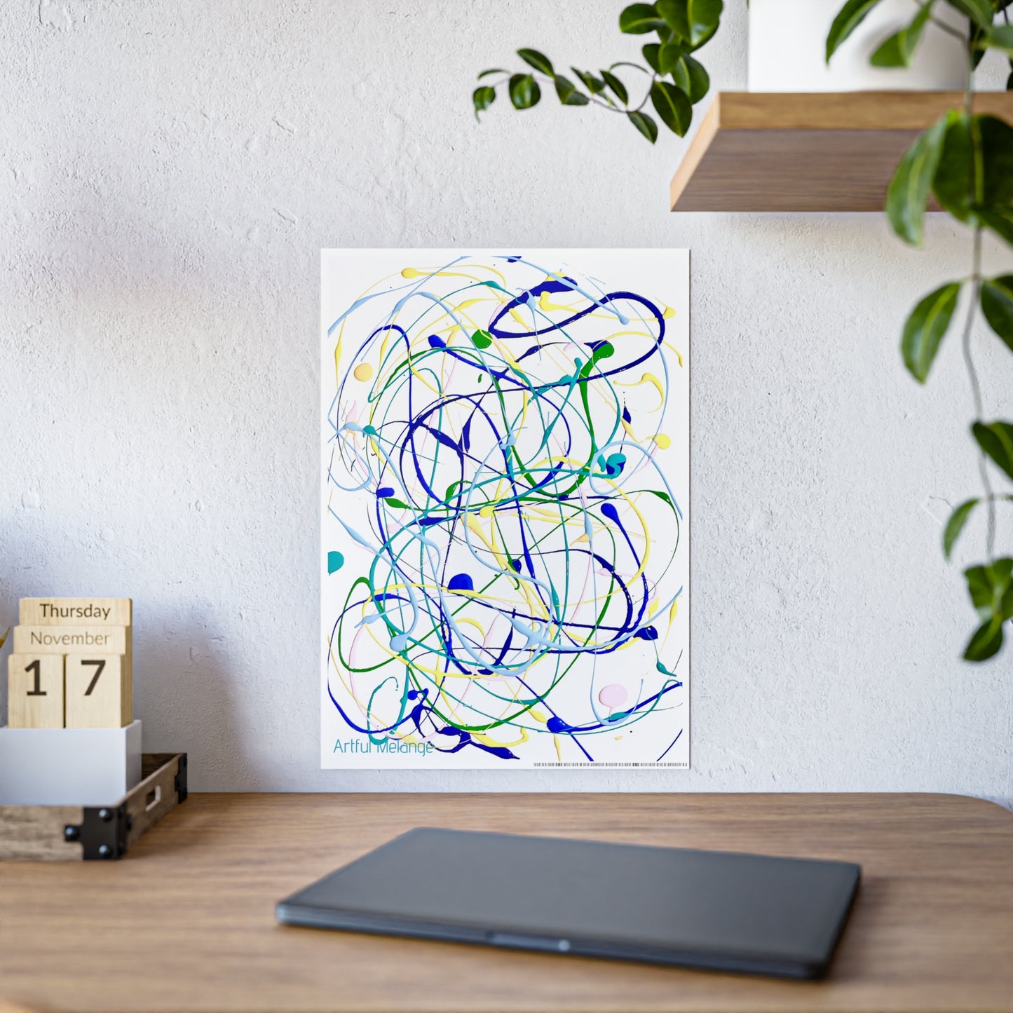 Gleaming Acrylic Abstract Poster: A Spectrum of Colorful Elegance