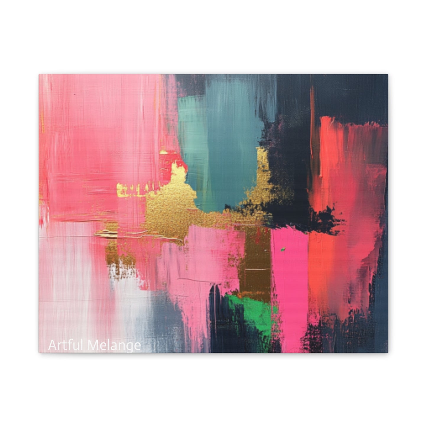 Acrylic Abstract Canvas Print - Homage to the Divine Nine/Pink Green Black and Gold 5