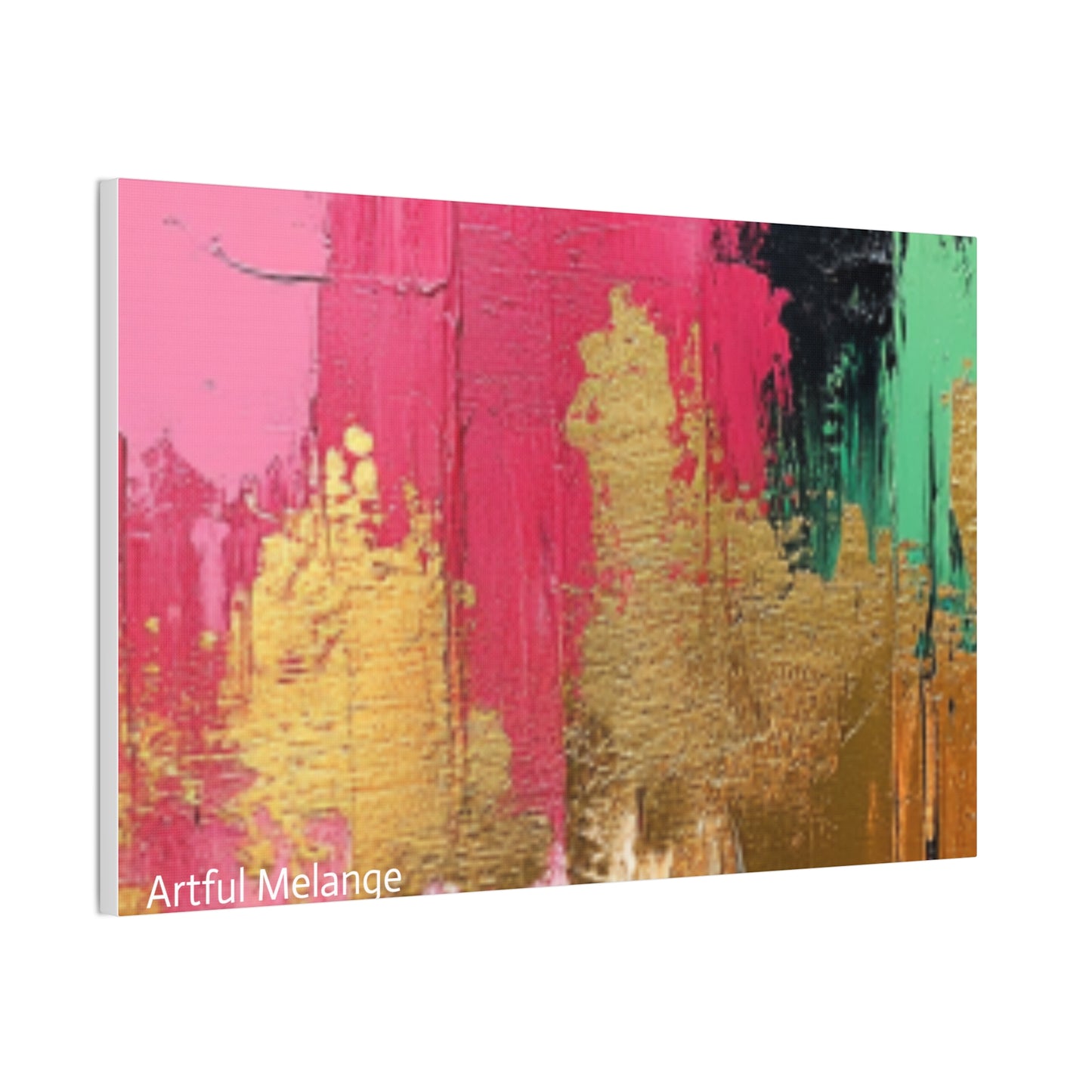 Acrylic Abstract Canvas Print - Homage To The Divine Nine/Pink Green Black and Gold 8