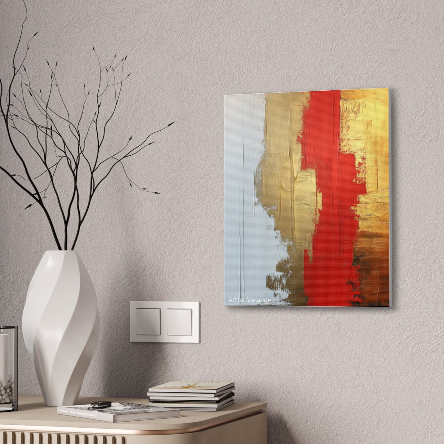 Acrylic Abstract Canvas Print - Homage to the Divine Nine/Red White and Gold 2