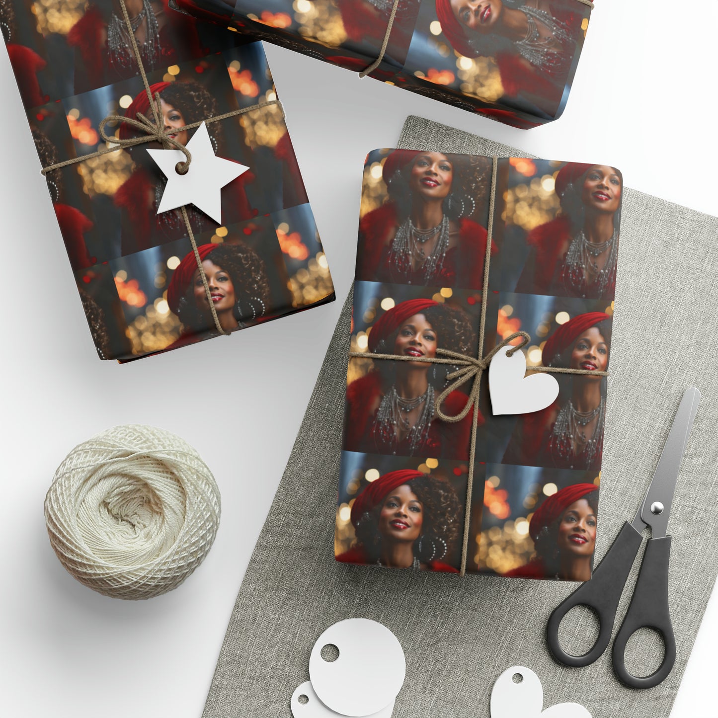 Afro-Centric Queen Claus Holiday Wrapping Paper - Dark & Rich Textured Design