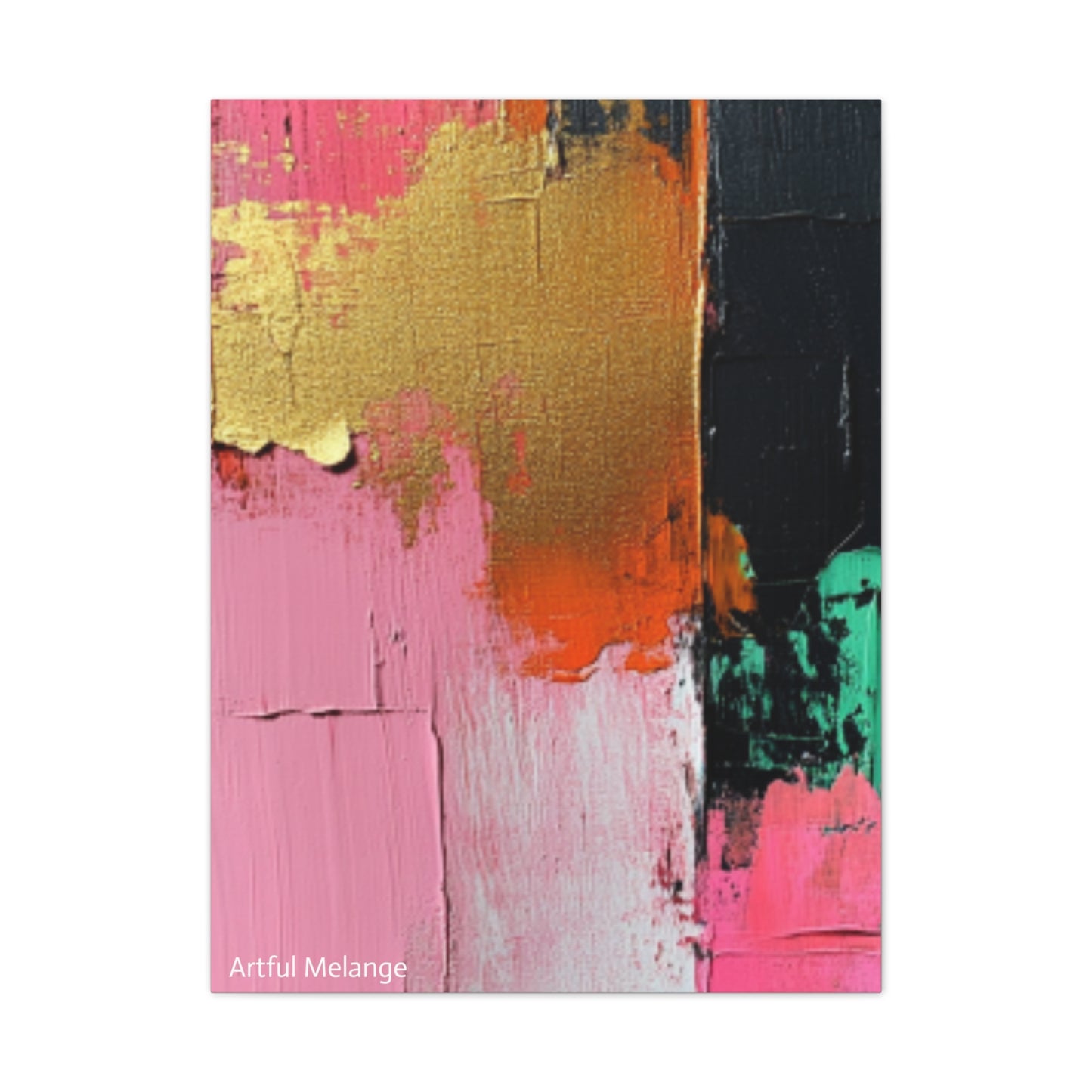 Acrylic Abstract Canvas Print - Homage to the Divine Nine/Pink Green Black and Gold 7