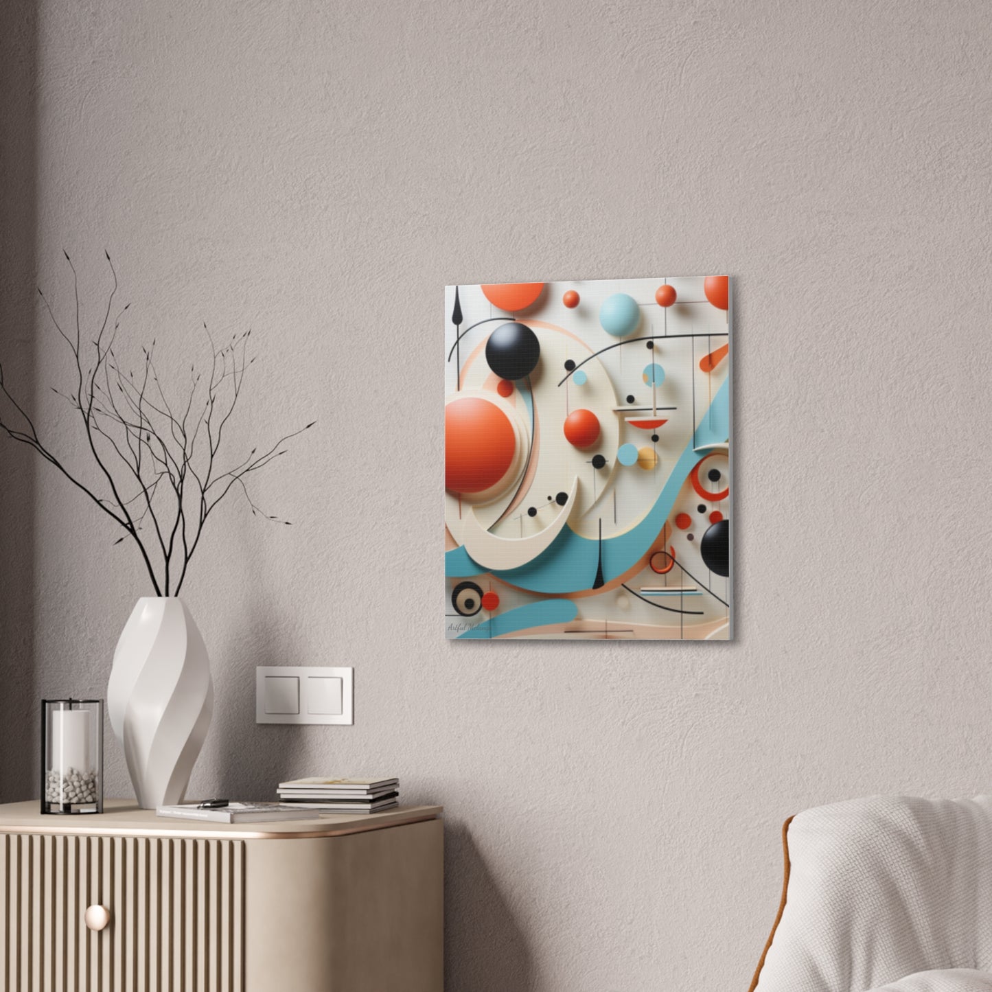 Harmony in Cyan and Peach- Graphic Print