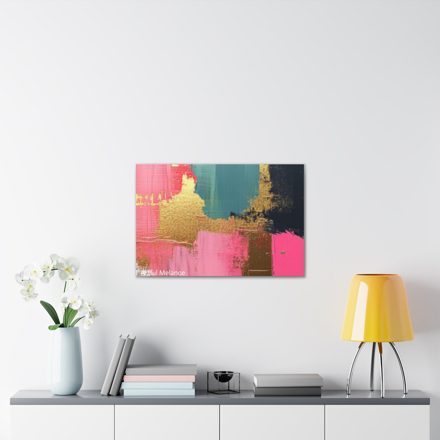 Acrylic Abstract Canvas Print - Homage to the Divine Nine/Pink Green Black and Gold 5