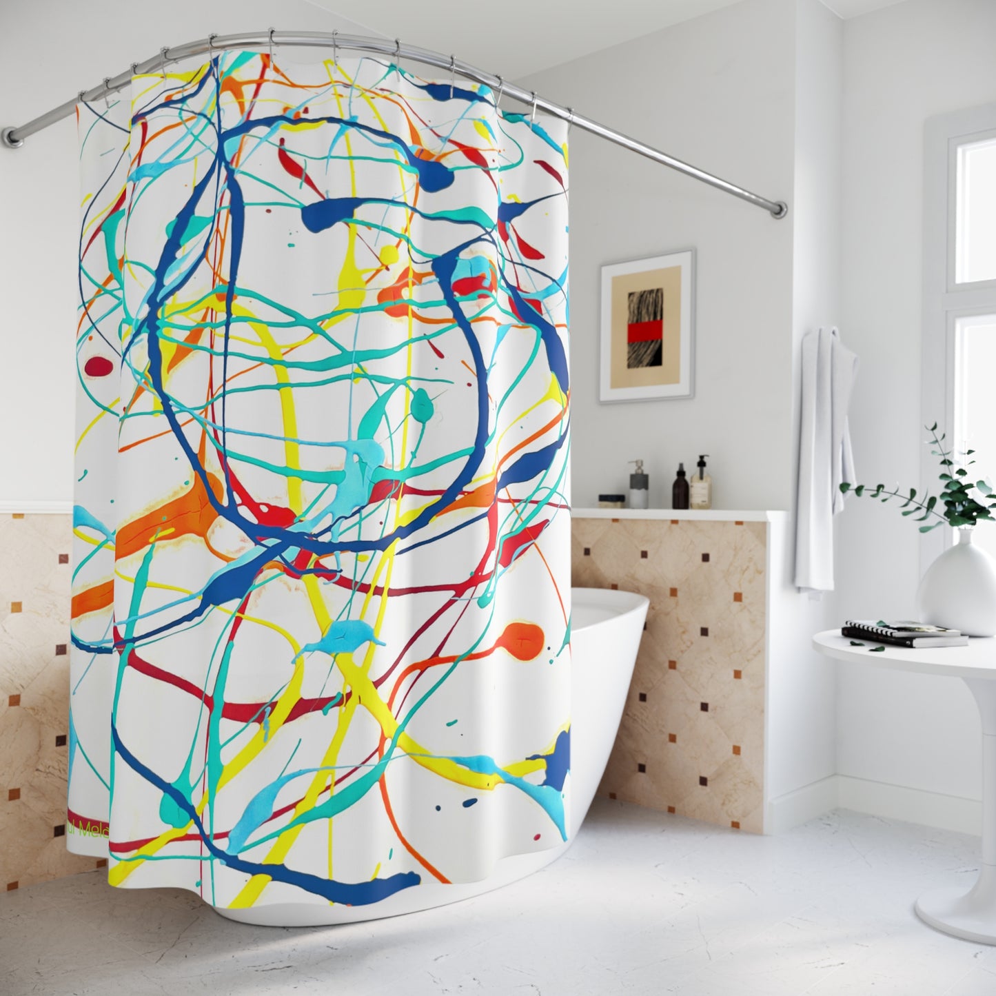 Canvas Cascade: Abstract Acrylic Art Shower Curtain Collection