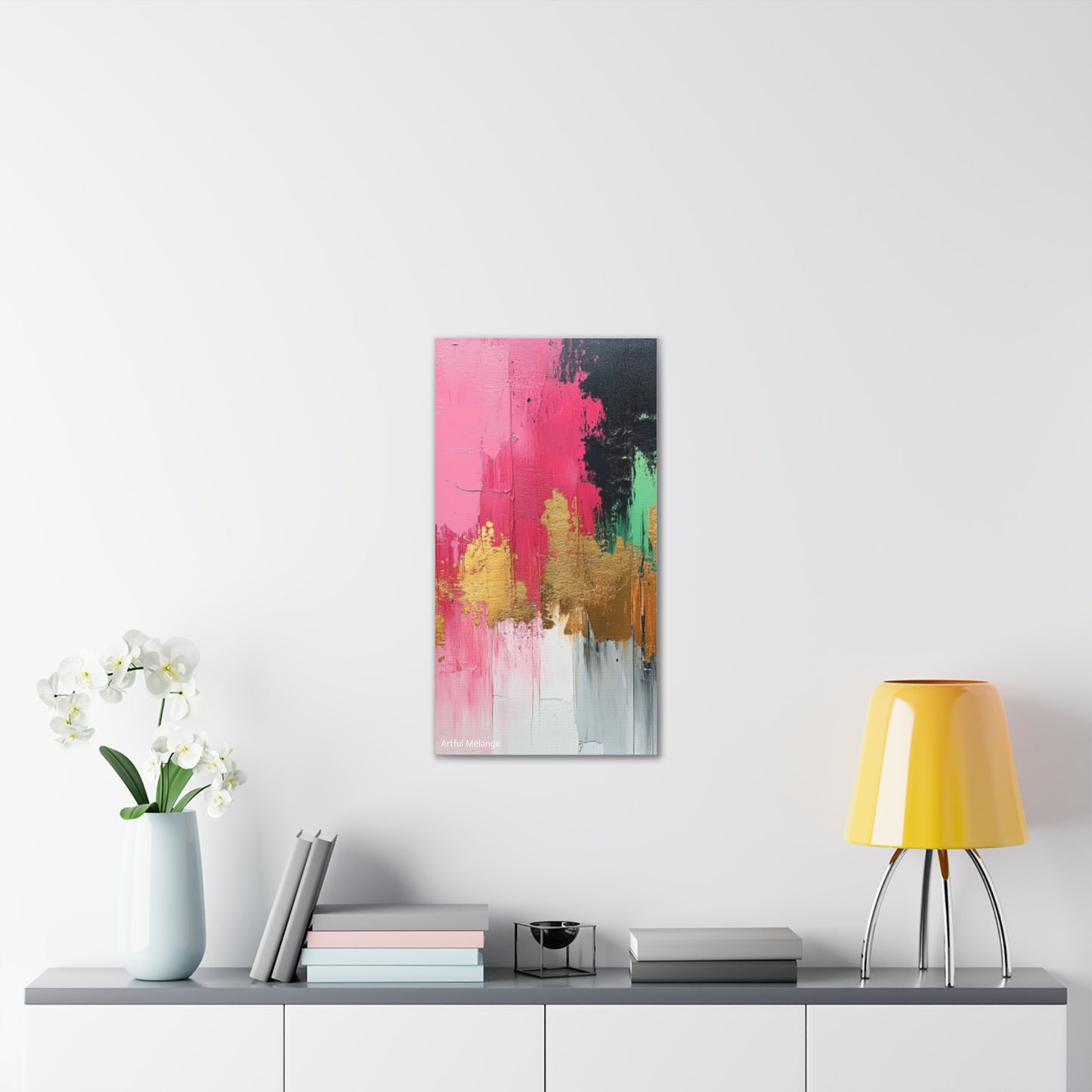 Acrylic Abstract Canvas Print - Homage To The Divine Nine/Pink Green Black and Gold 8