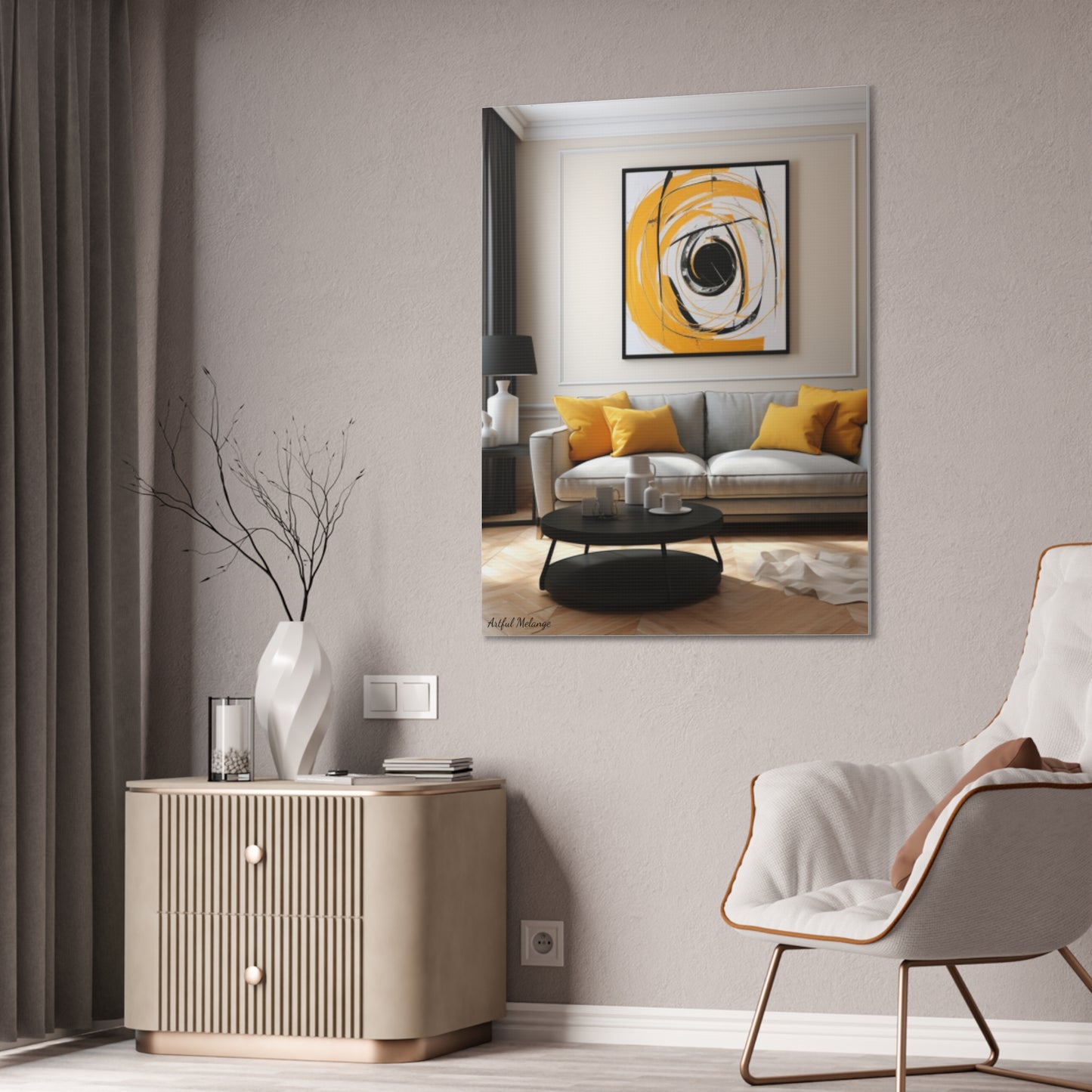 Timeless Elegance: Refined Yellow Hues Canvas Print for Sophisticated Living Spaces