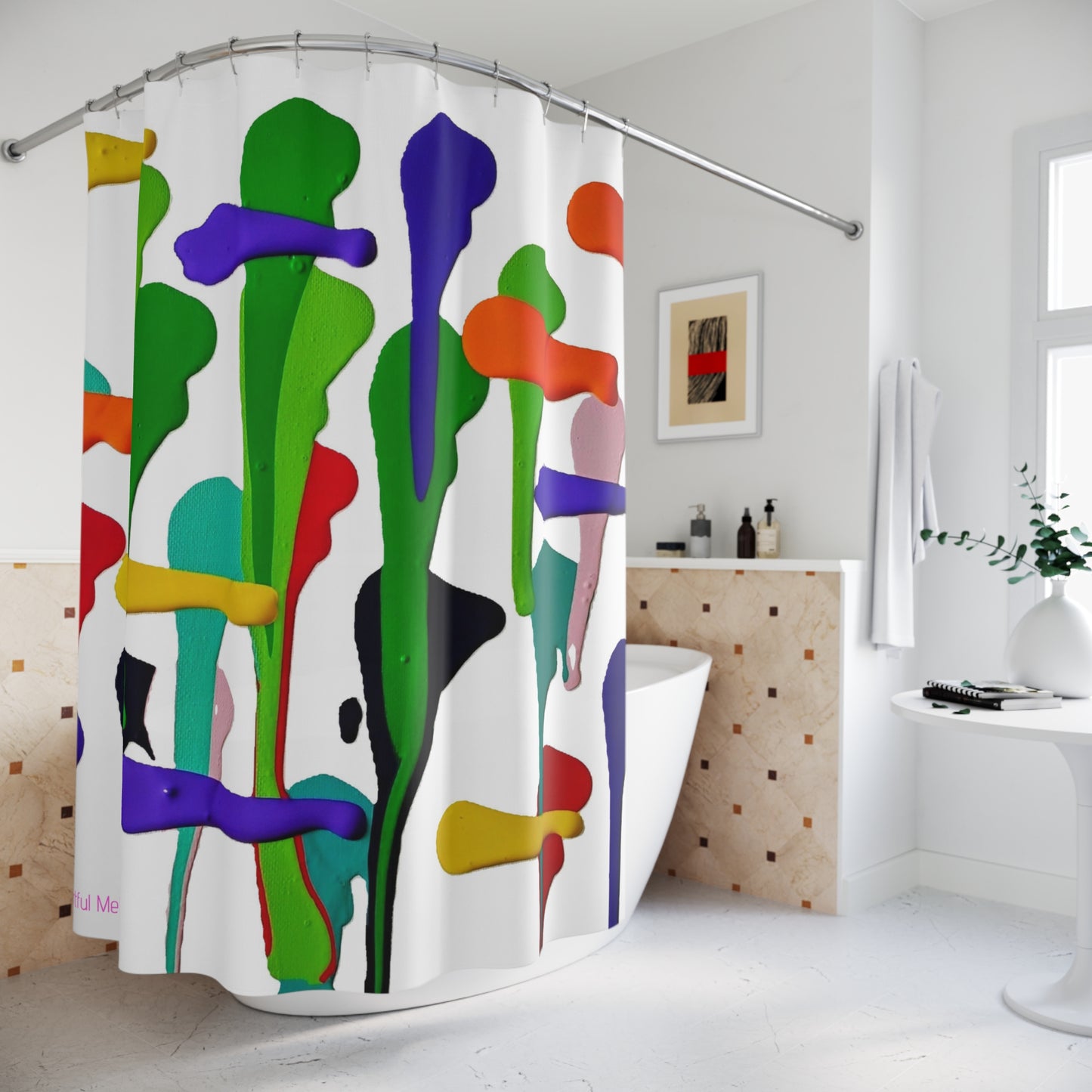 Canvas Cascade: Abstract Acrylic Art Shower Curtain Collection