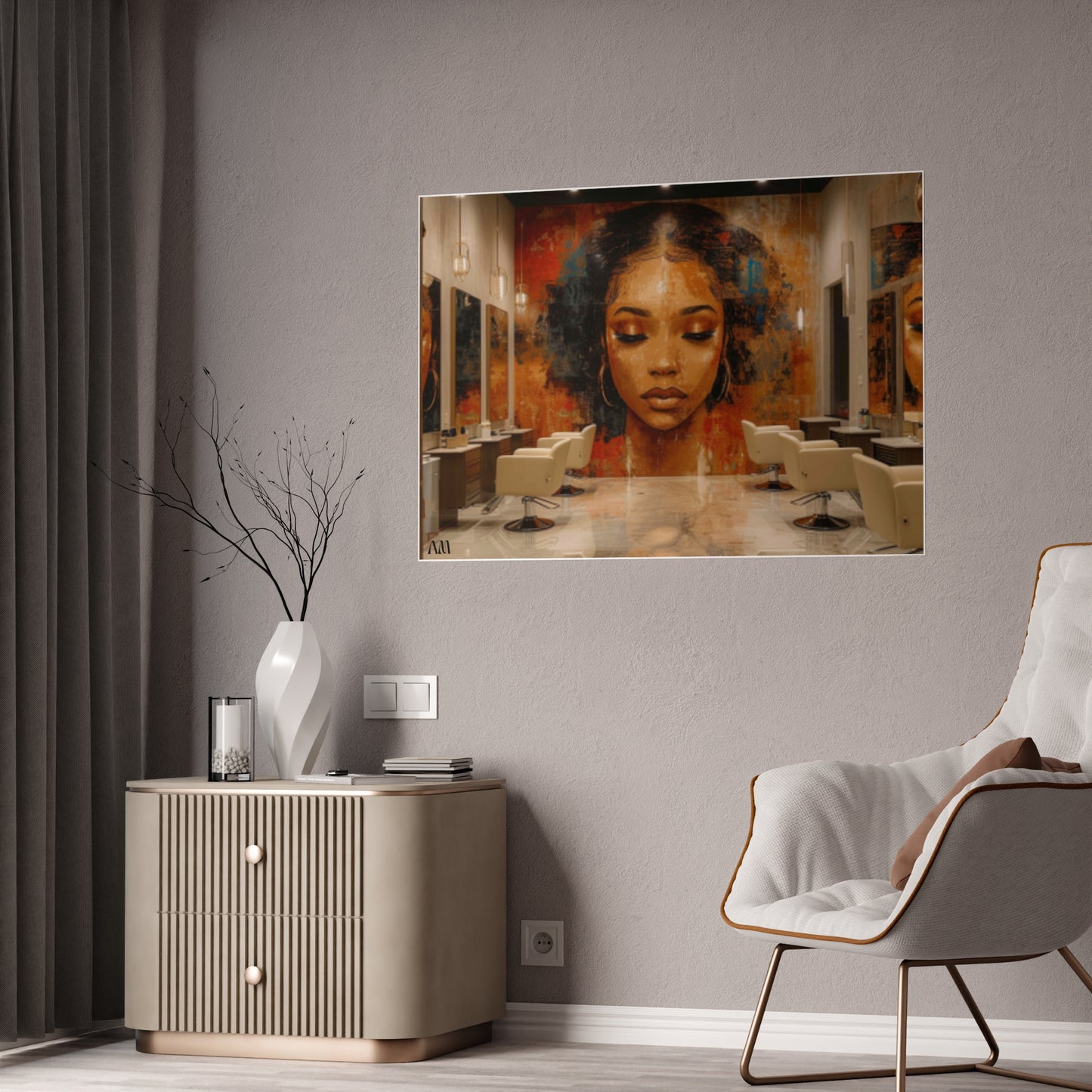 Black Hair Salon Interiors: Poster Prints Celebrating Style