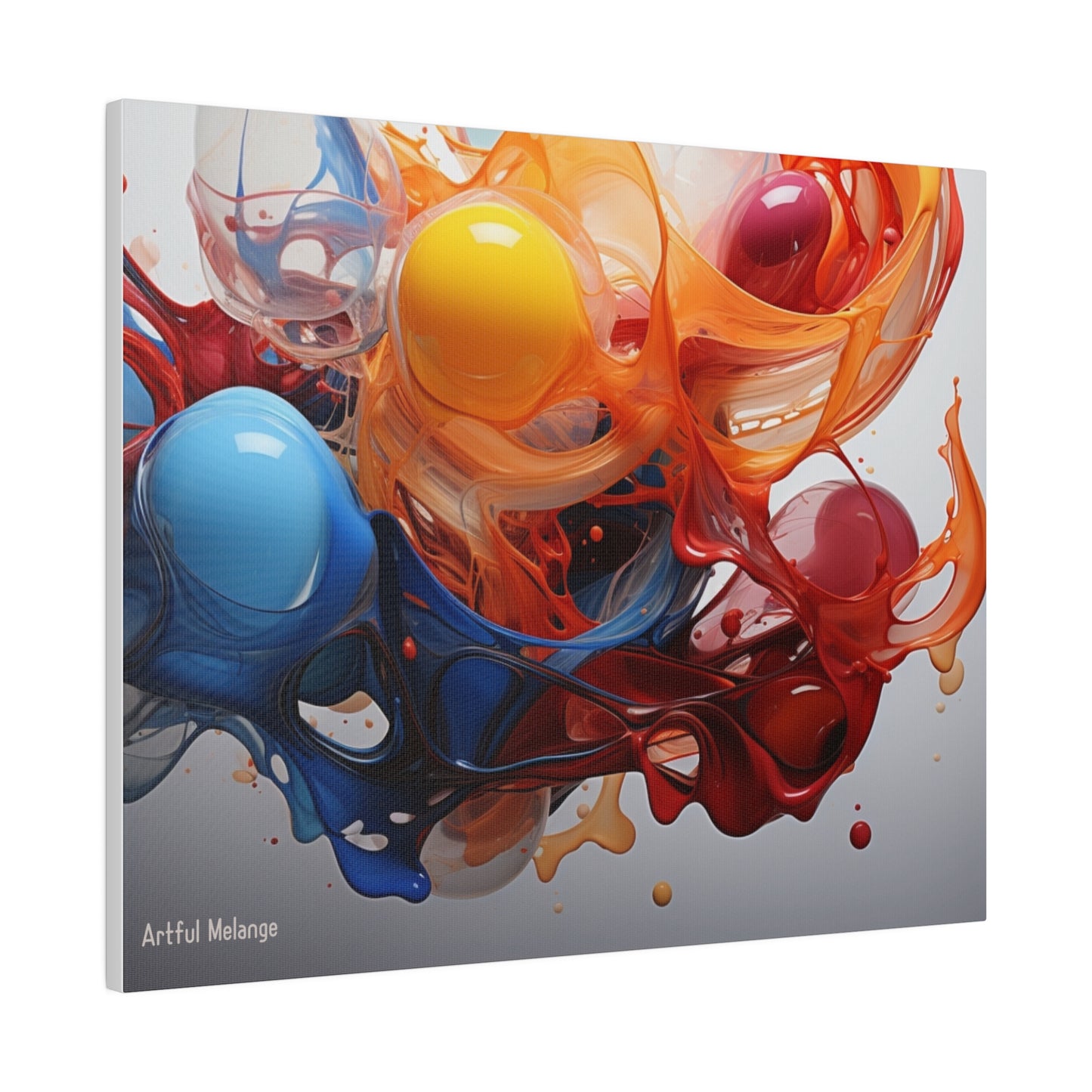 Colorful Balloon-Inspired Matt Canvas Print with Sweeping Acrylic Brush Strokes