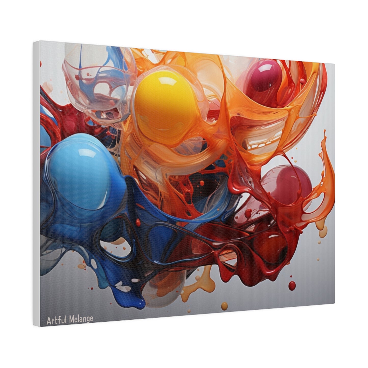 Colorful Balloon-Inspired Matt Canvas Print with Sweeping Acrylic Brush Strokes