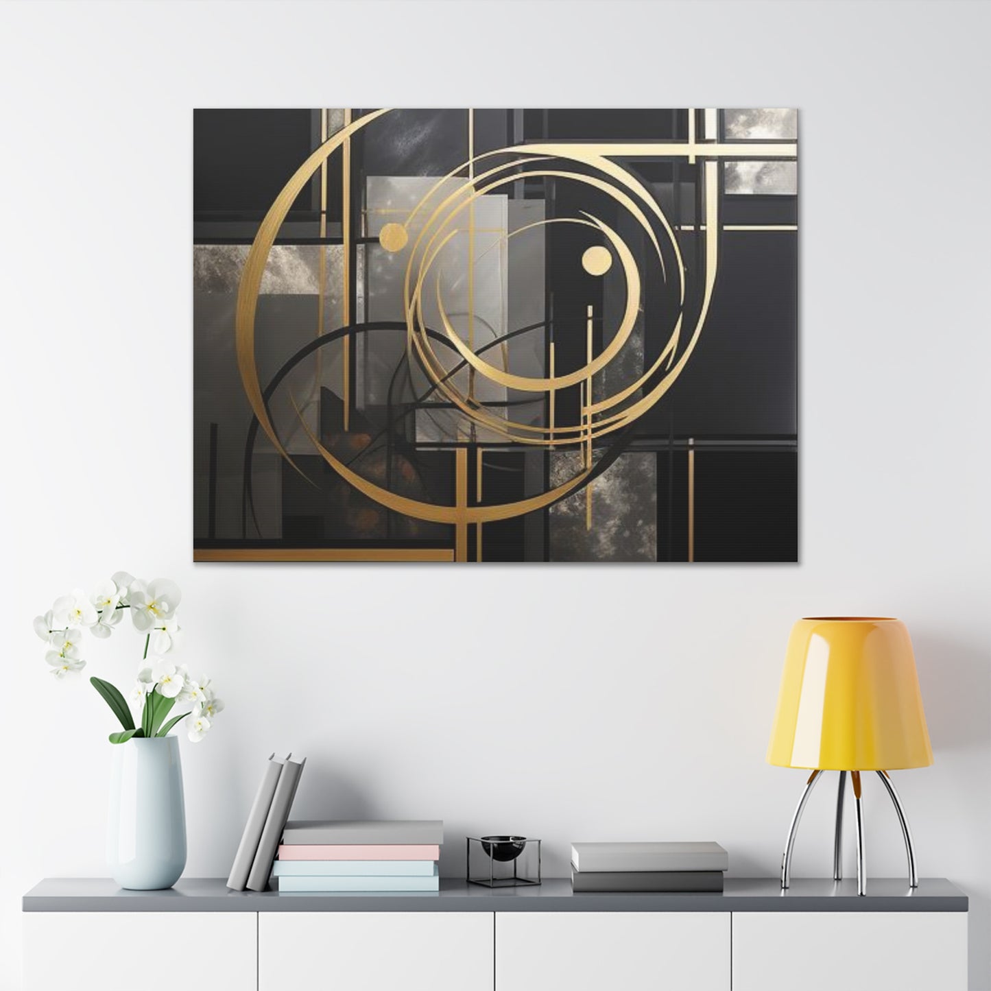 Gold and Black Elegance: A Symphony of Sophistication Canvas Print