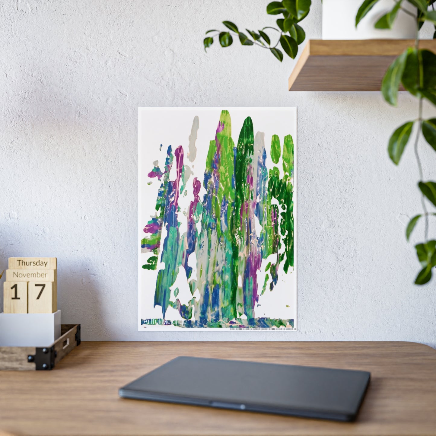 Gleaming Acrylic Abstract Poster: A Spectrum of Colorful Elegance