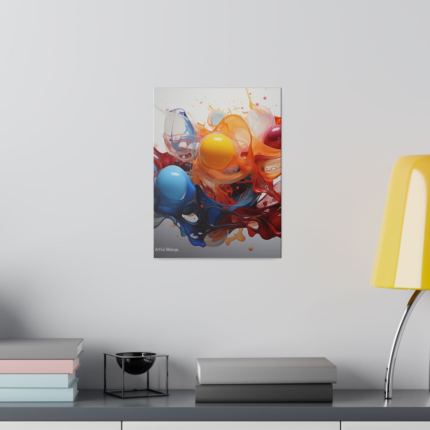 Colorful Balloon-Inspired Matt Canvas Print with Sweeping Acrylic Brush Strokes