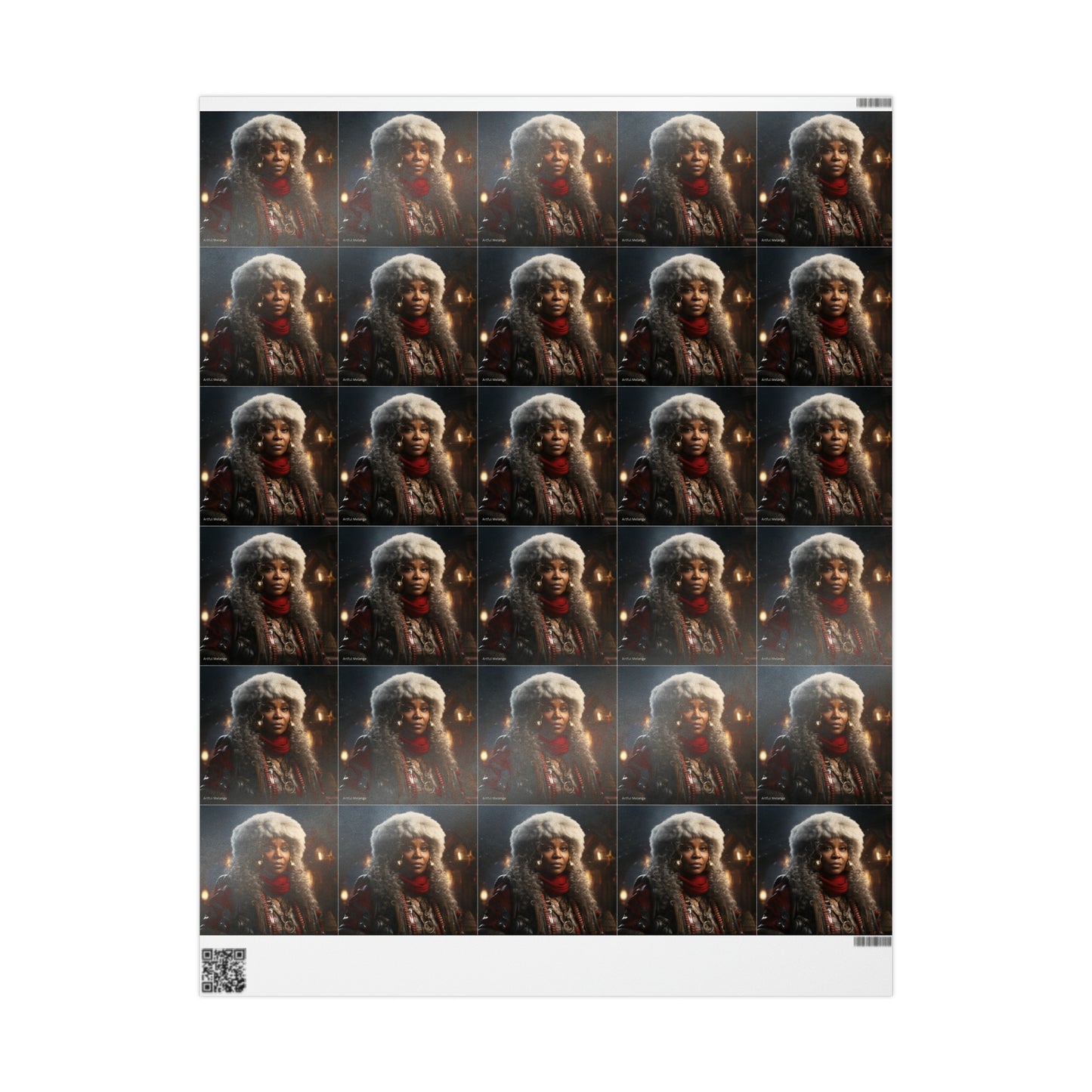 Afro-Centric Queen Claus Holiday Wrapping Paper - Dark & Rich Textured Design